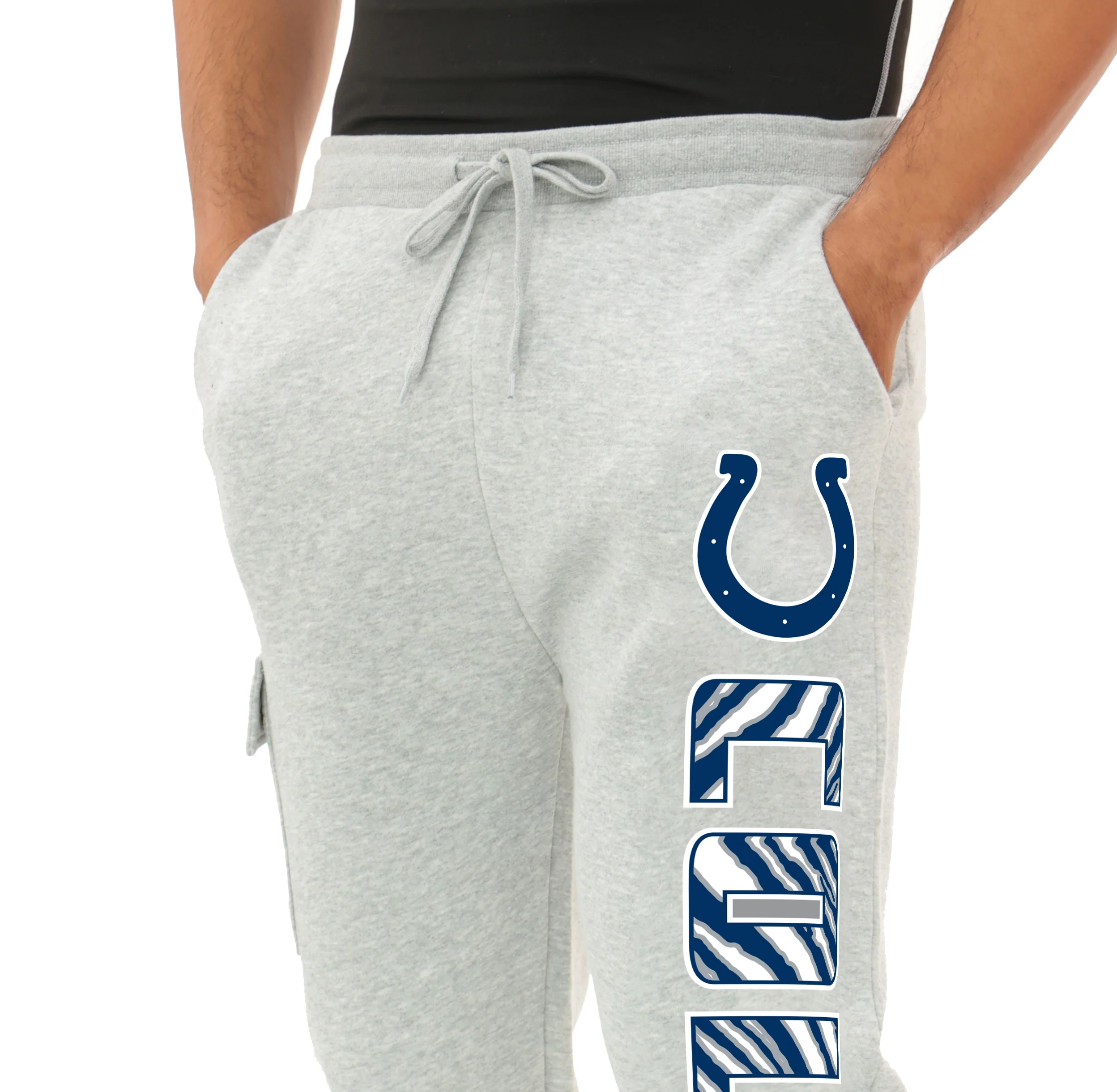 Zubaz NFL MEN Cargo Joggers - Gray, INDIANAPOLIS COLTS - Image 2