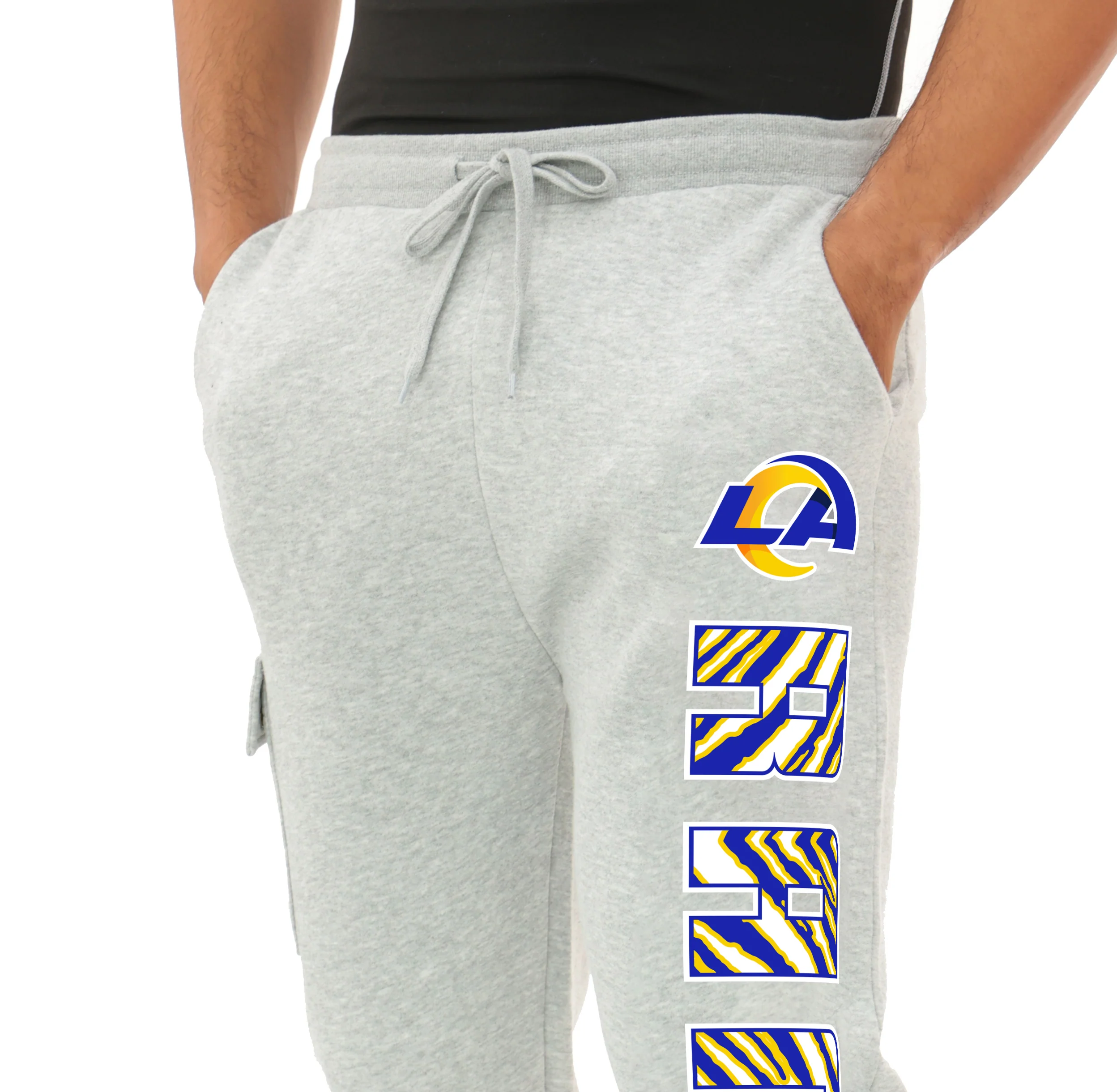 Zubaz NFL MEN Cargo Joggers - Gray, LOS ANGELES RAMS - Image 2