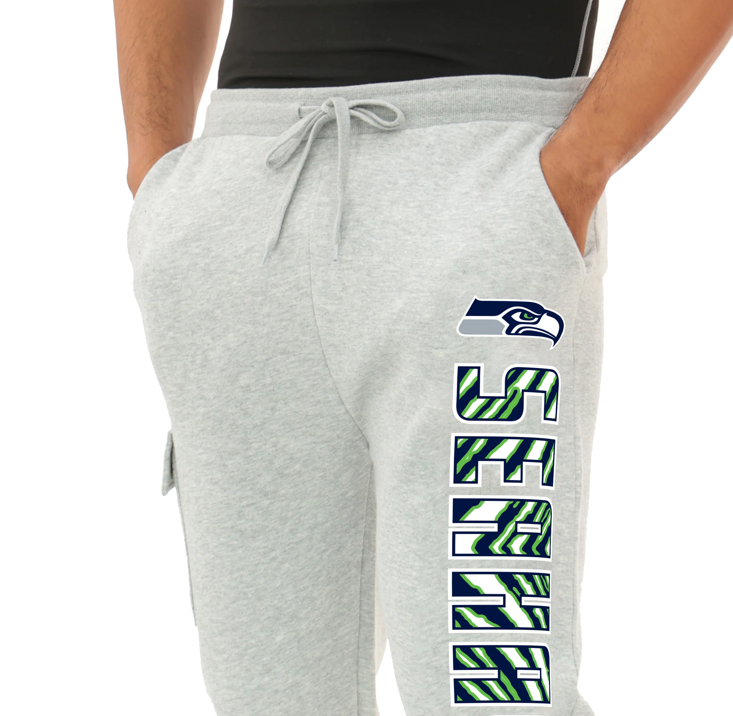 Zubaz NFL MEN Cargo Joggers - Gray, SEATTLE SEAHAWKS - Image 2