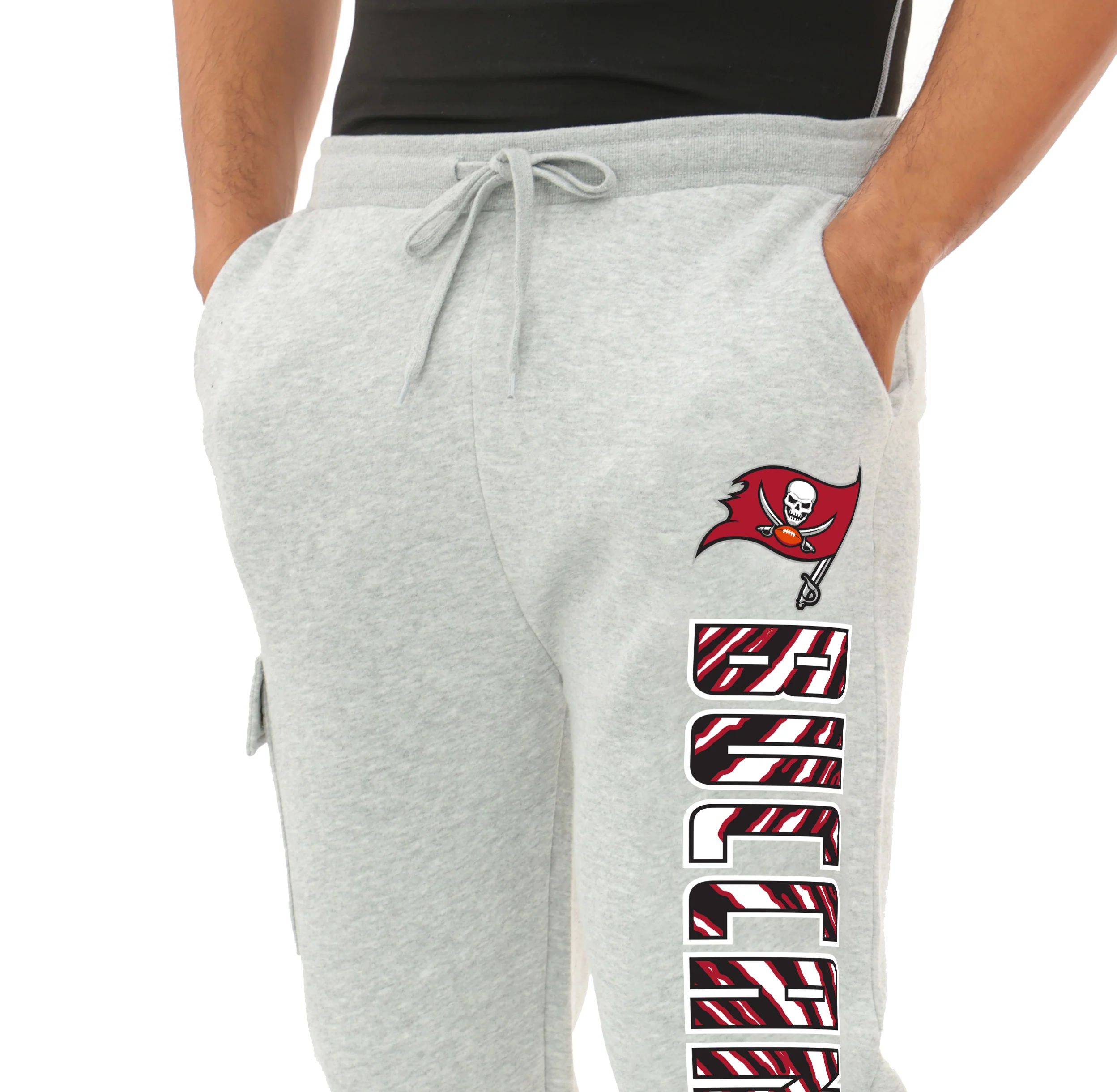 Zubaz NFL  MEN Cargo Joggers - Gray, TAMPA BAY BUCCANEERS - Image 2
