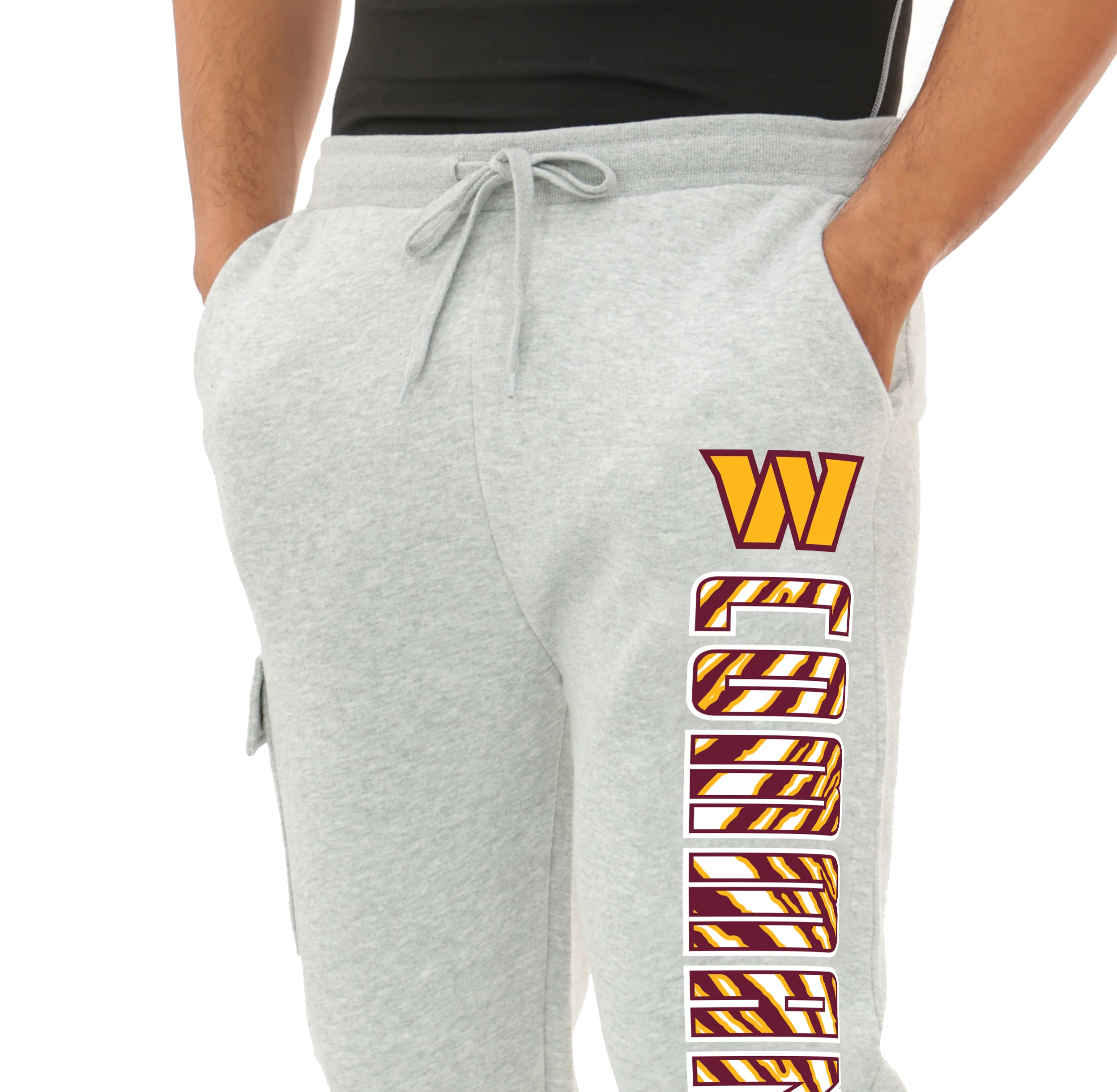 Zubaz NFL  MEN Cargo Joggers - Gray, WASHINGTON COMMANDERS - Image 2