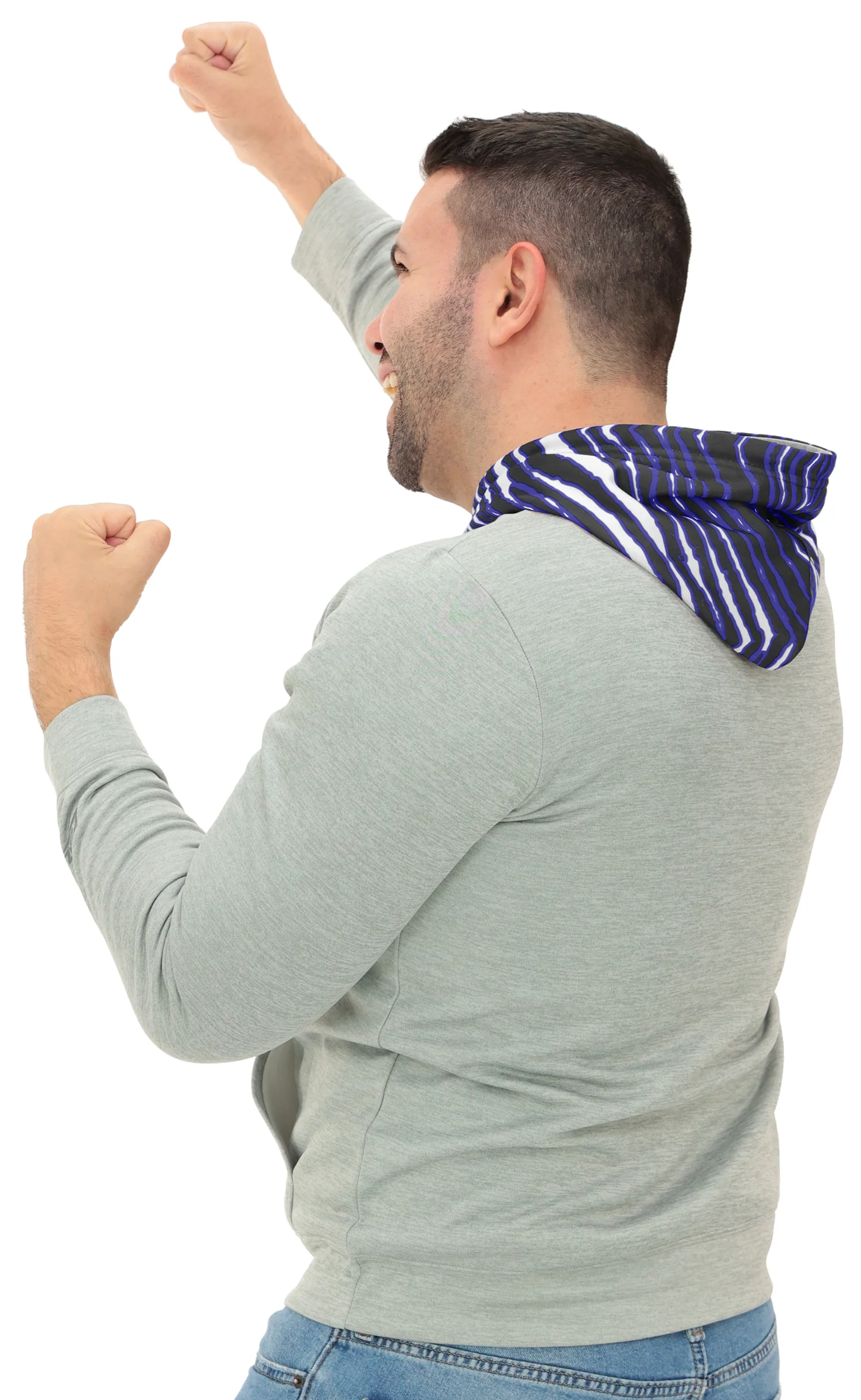 Zubaz NFL Men`s Gray Hoodie with 3C Zebra Hood, BALTIMORE RAVENS - Image 10