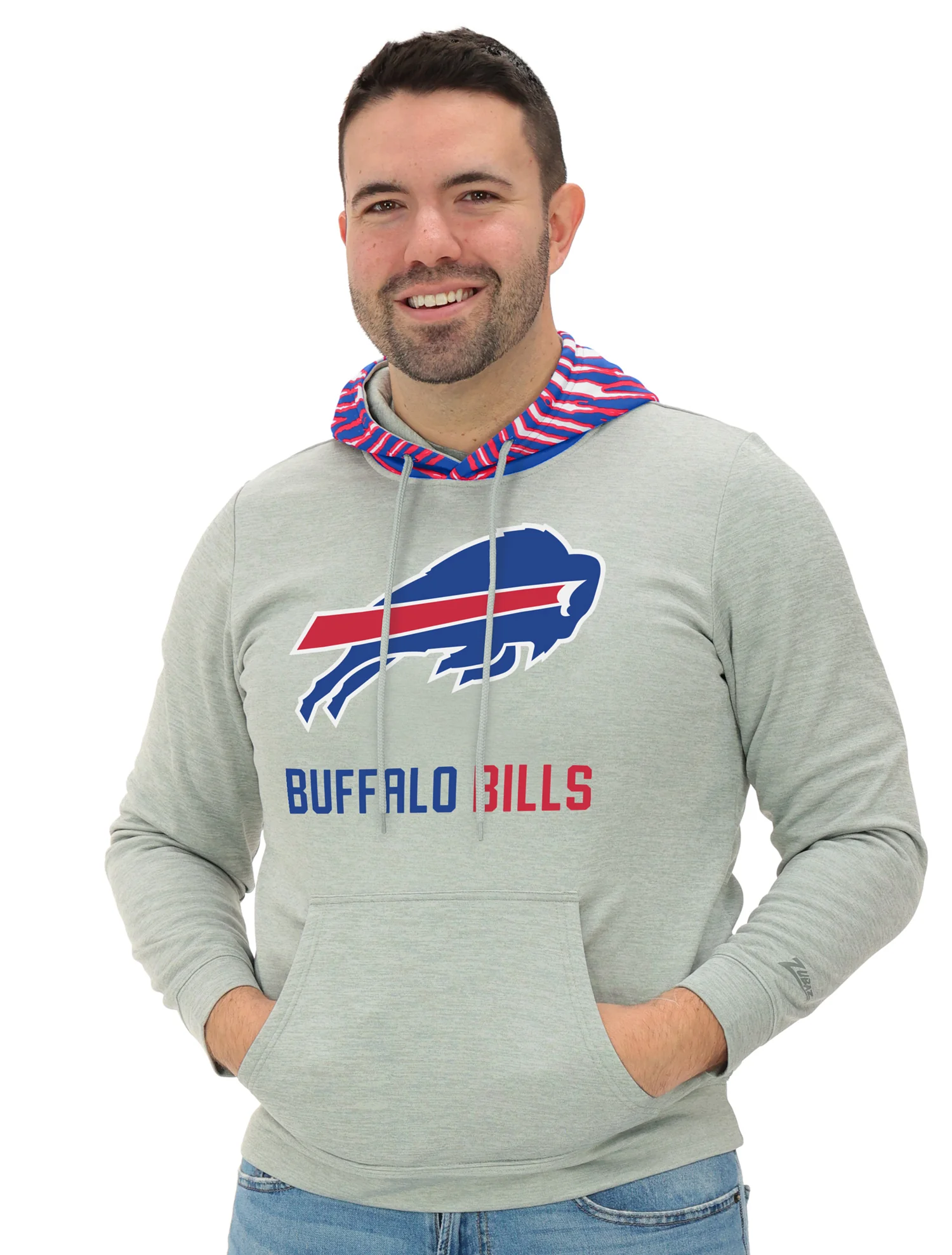Zubaz NFL Men`s Gray Hoodie with 3C Zebra Hood, BUFFALO BILLS - Image 13