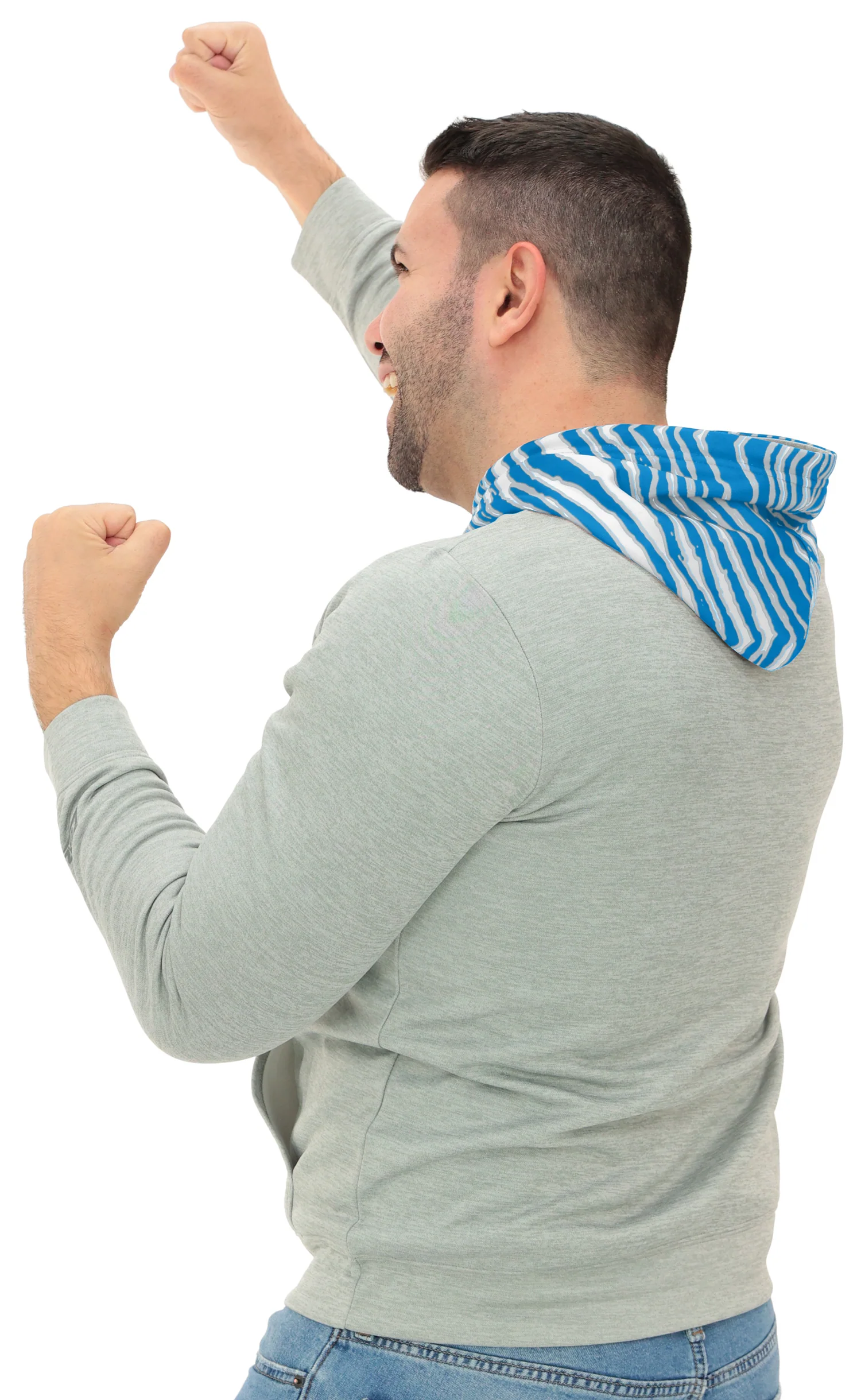 Zubaz NFL   Men`s Gray Hoodie with 3C Zebra Hood, DETROIT LIONS - Image 22