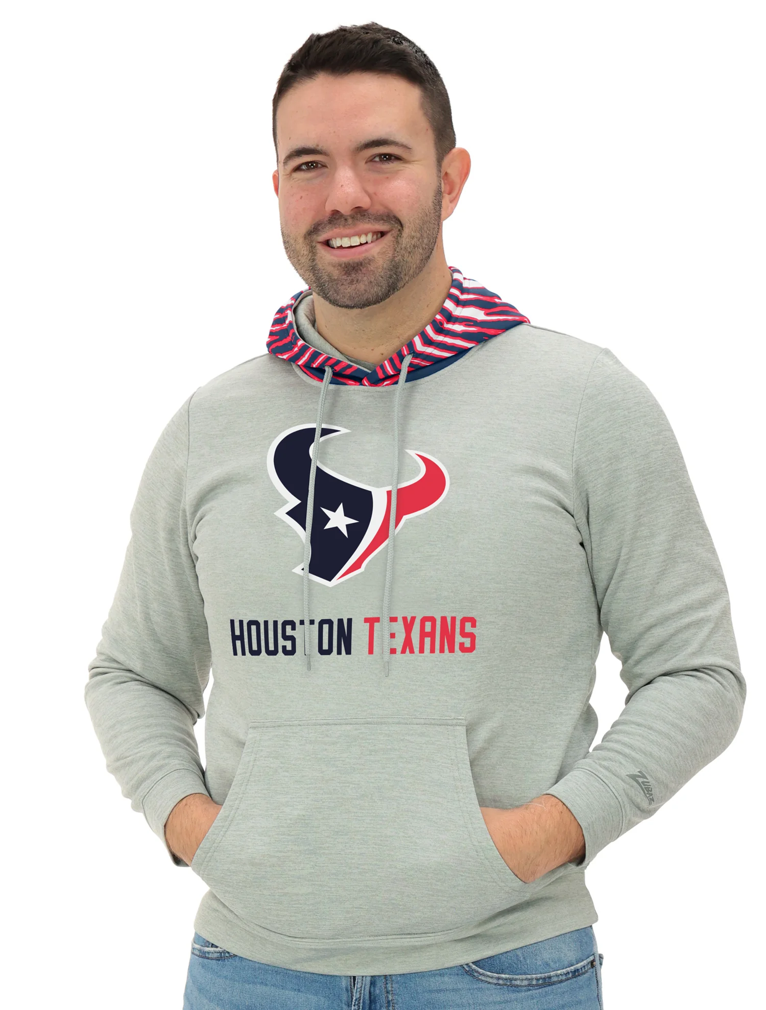 Zubaz NFL Men`s Gray Hoodie with 3C Zebra Hood, HOUSTON TEXANS - Image 25