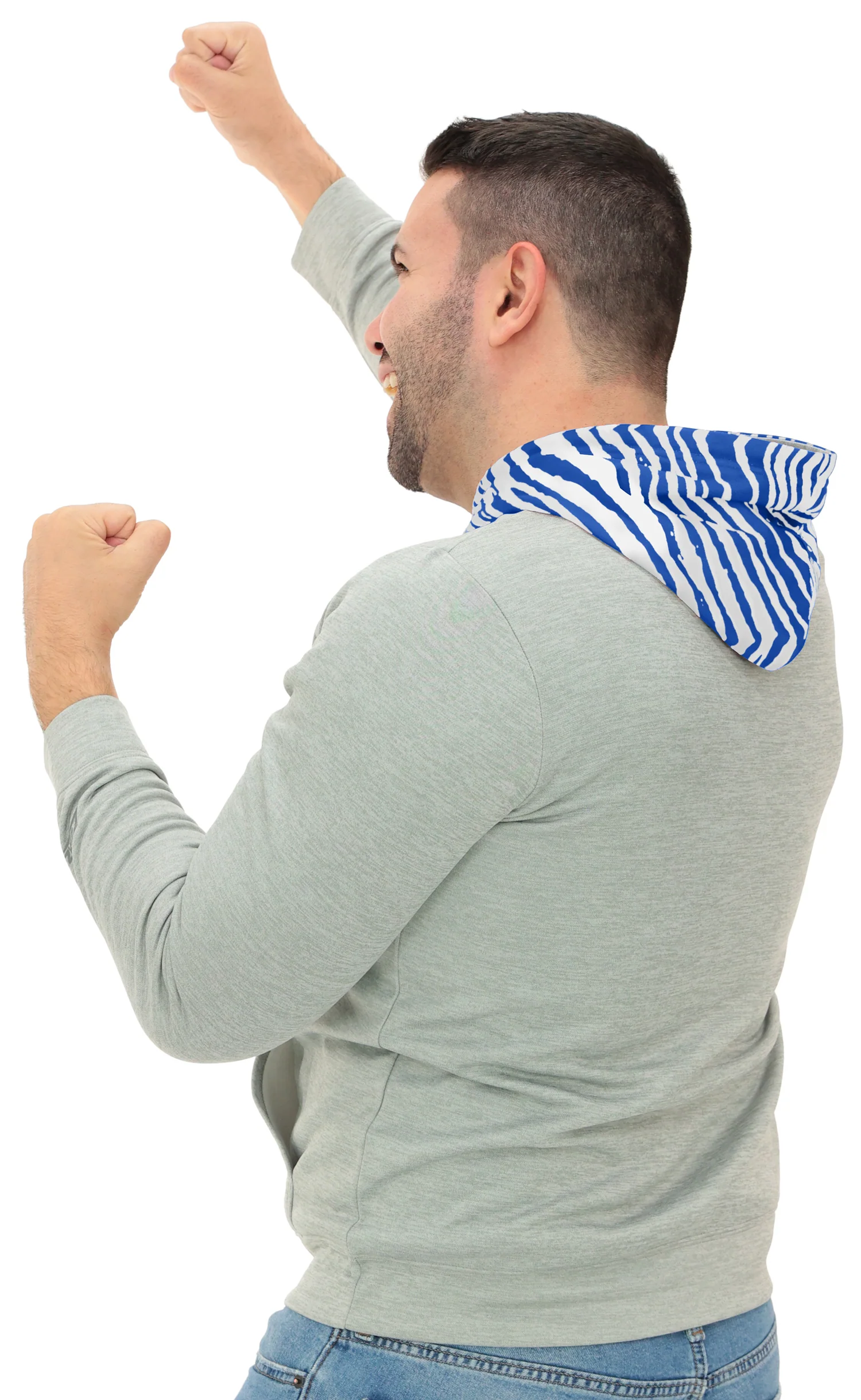 Zubaz NFL Men`s Gray Hoodie with 3C Zebra Hood, INDIANAPOLIS COLTS - Image 14