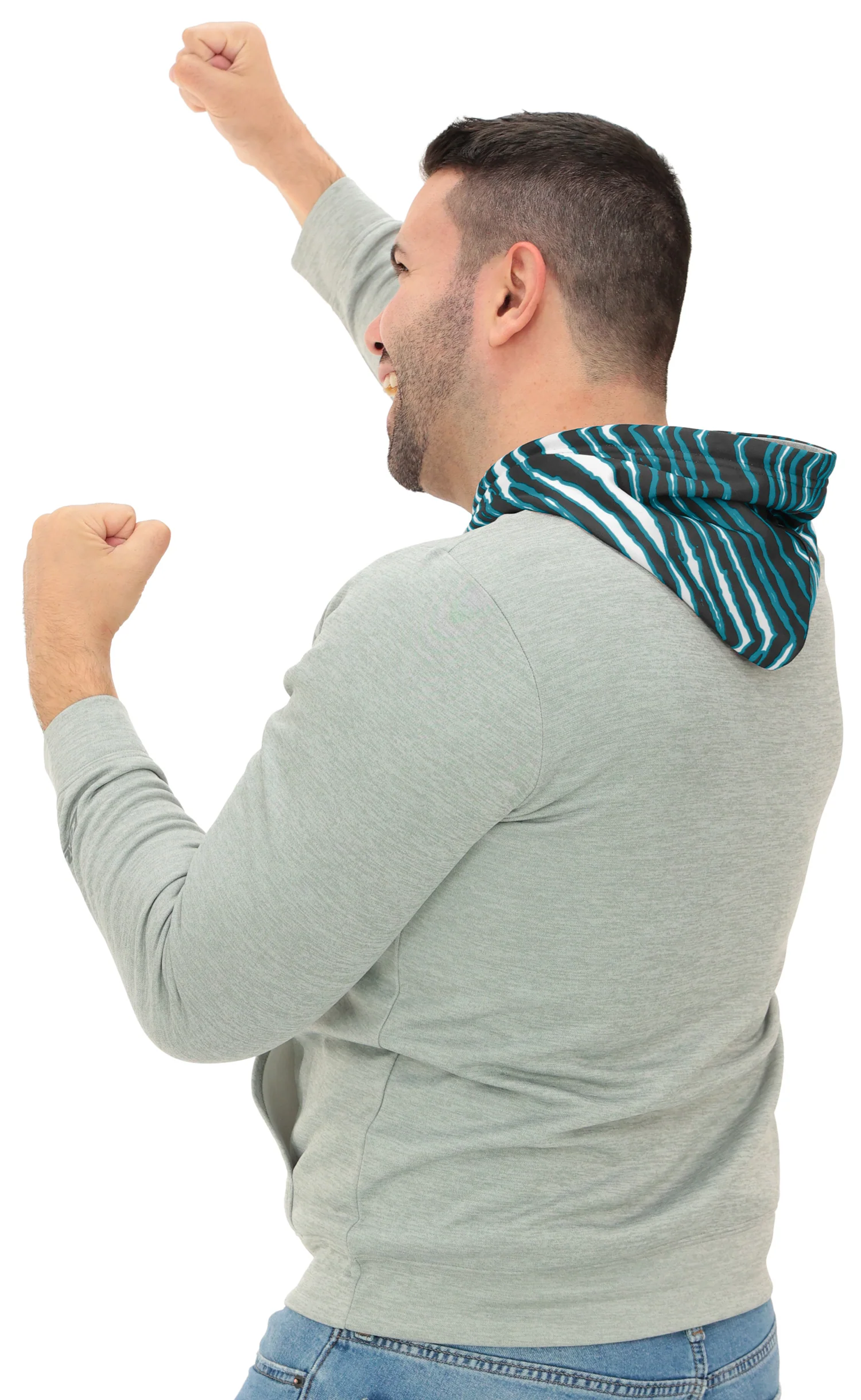 Zubaz NFL Men`s Gray Hoodie with 3C Zebra Hood, JACKSONVILLE JAGUARS - Image 14
