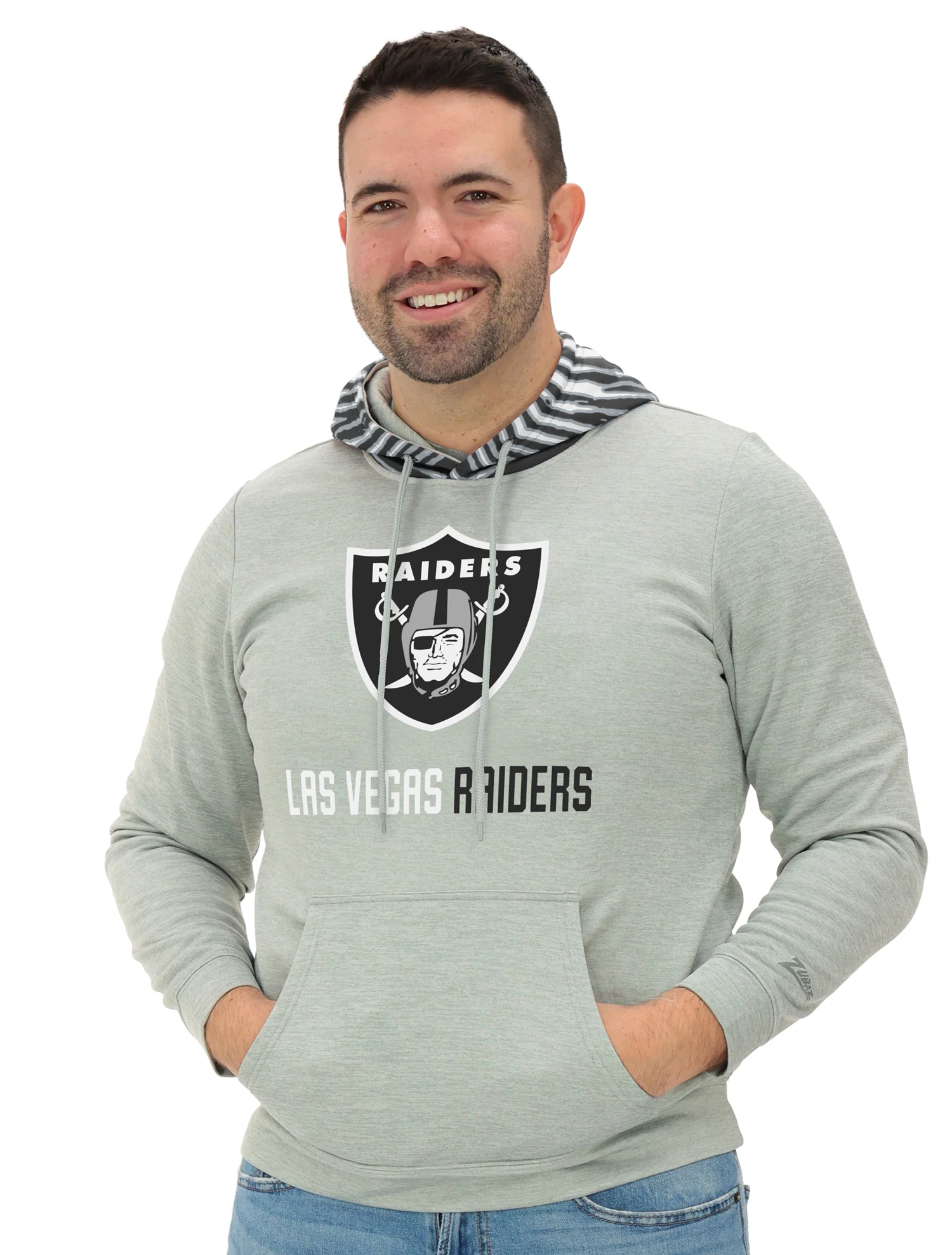 Zubaz NFL Men`s Gray Hoodie with 3C Zebra Hood, LAS VEGAS RAIDERS - Image 5