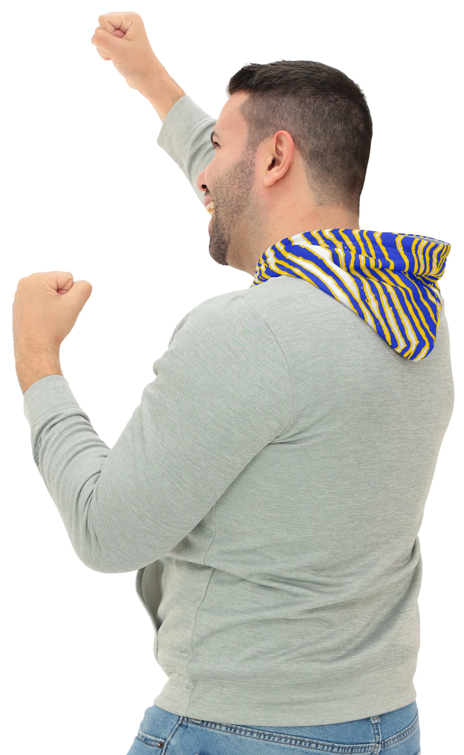 Zubaz NFL   Men`s Gray Hoodie with 3C Zebra Hood, LOS ANGELES RAMS - Image 22