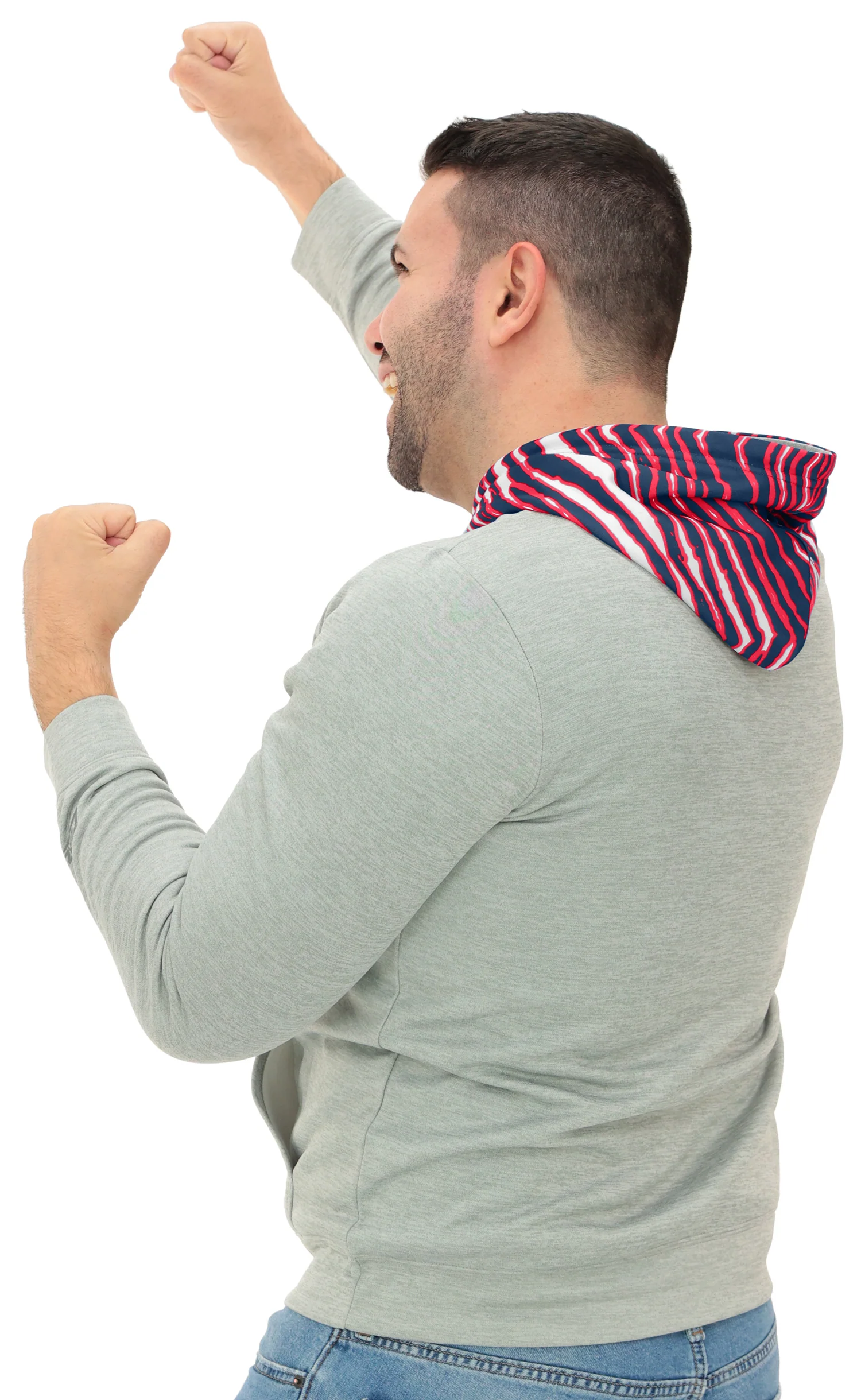 Zubaz NFL Men`s Gray Hoodie with 3C Zebra Hood, NEW ENGLAND PATRIOTS - Image 30