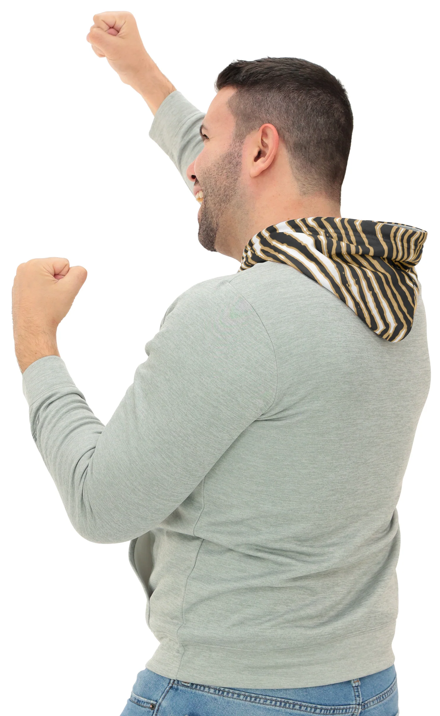 Zubaz NFL Men`s Gray Hoodie with 3C Zebra Hood, NEW ORLEANS SAINTS - Image 26