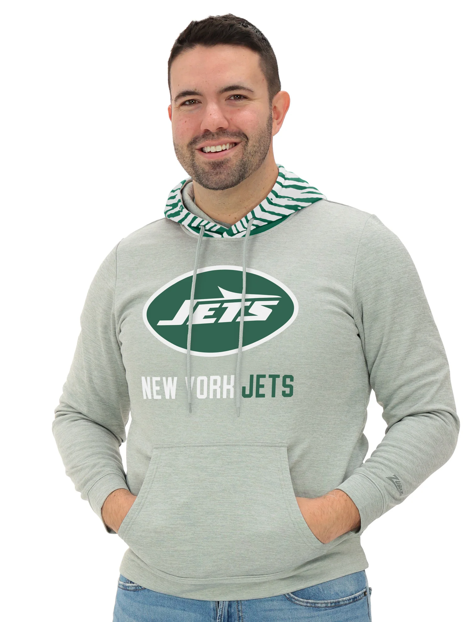 Zubaz NFL Men`s Gray Hoodie with 3C Zebra Hood, NEW YORK JETS - Image 29