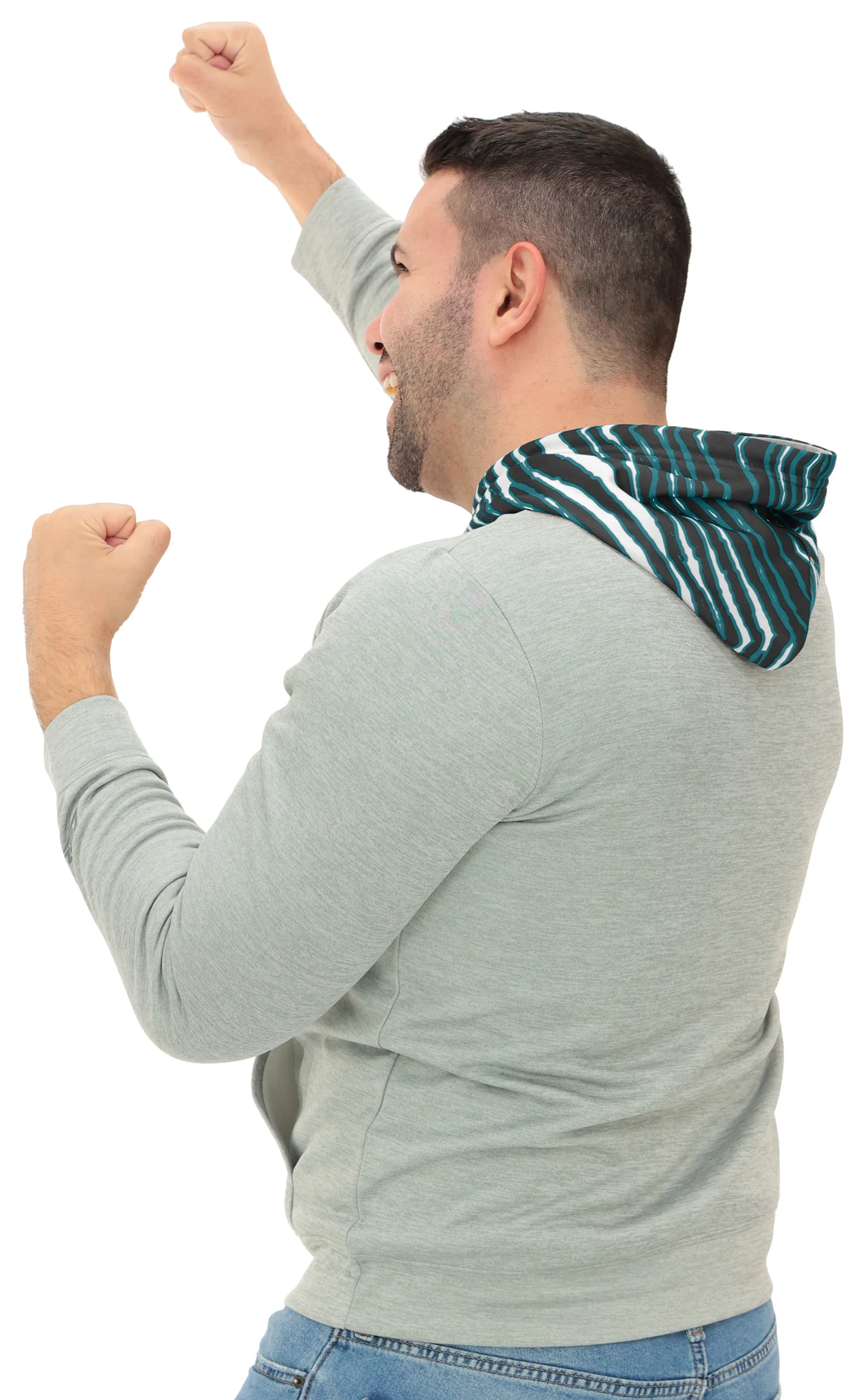 Zubaz NFL   Men`s Gray Hoodie with 3C Zebra Hood, PHILADELPHIA EAGLES - Image 10