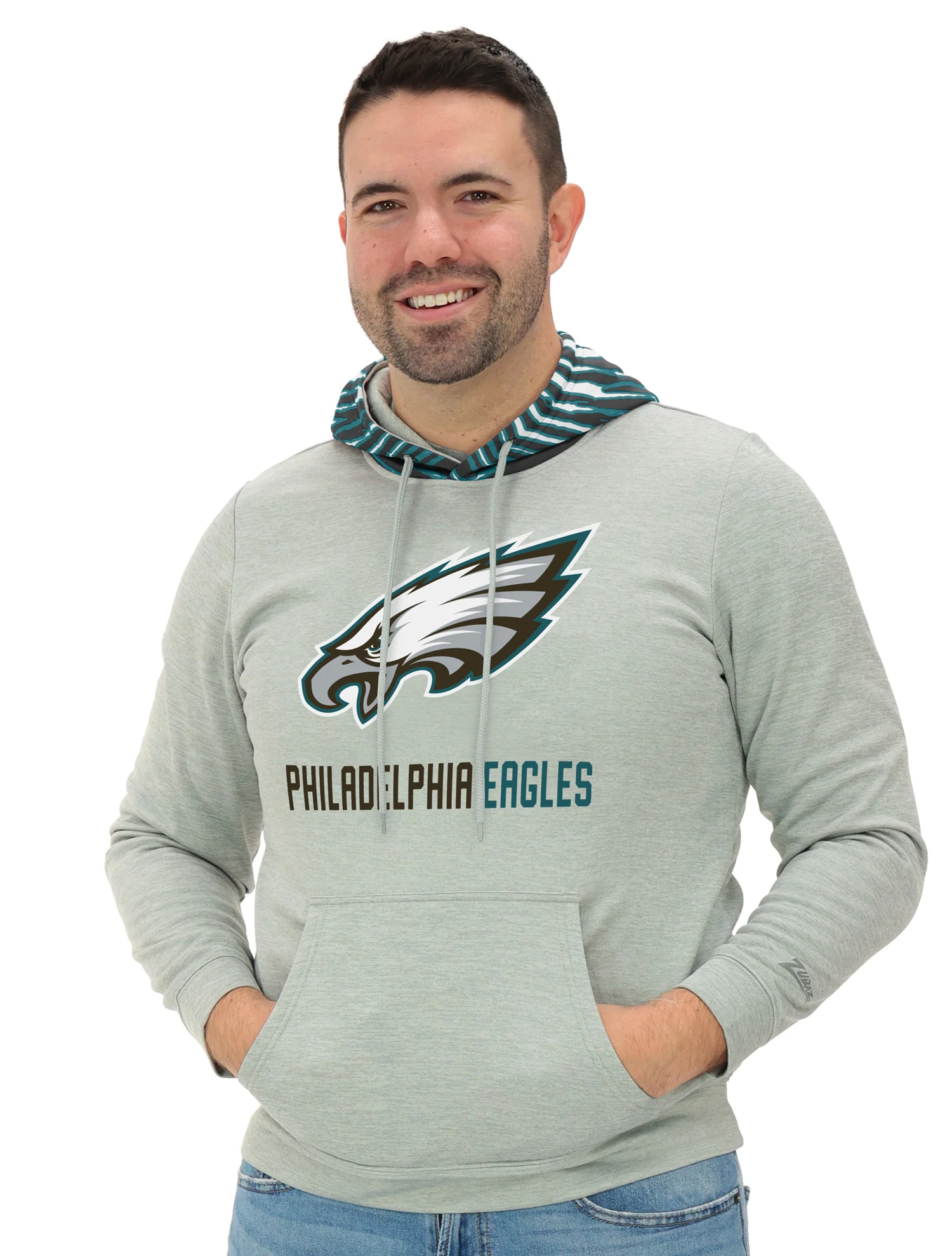 Zubaz NFL   Men`s Gray Hoodie with 3C Zebra Hood, PHILADELPHIA EAGLES - Image 29