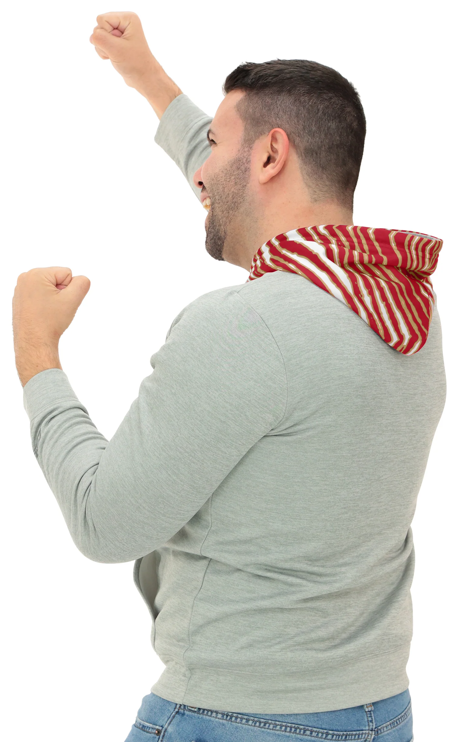 Zubaz NFL Men`s Gray Hoodie with 3C Zebra Hood, SAN FRANCISCO 49ERS - Image 26