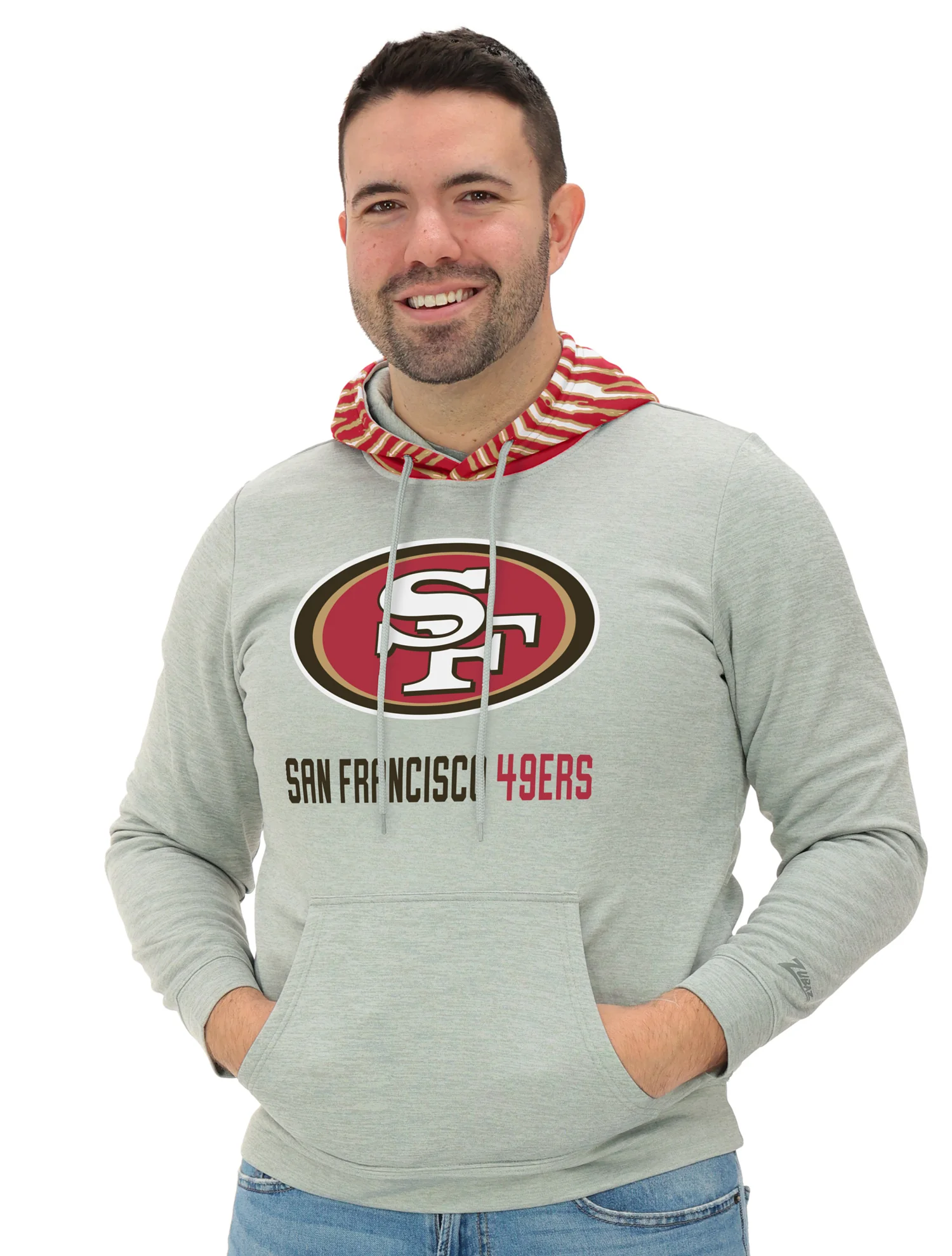 Zubaz NFL Men`s Gray Hoodie with 3C Zebra Hood, SAN FRANCISCO 49ERS - Image 29