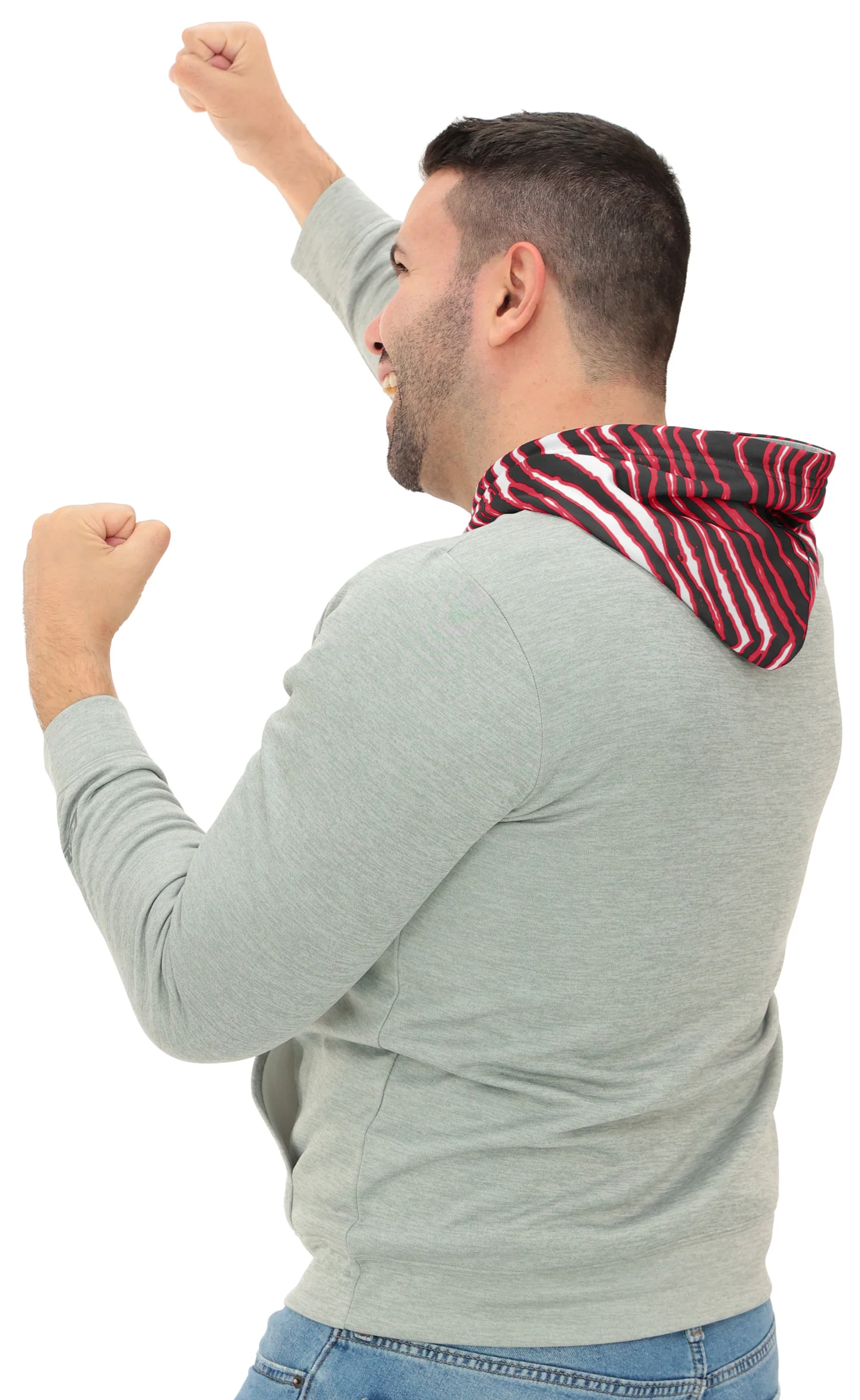 Zubaz NFL Men`s Gray Hoodie with 3C Zebra Hood, TAMPA BAY BUCCANEERS - Image 18