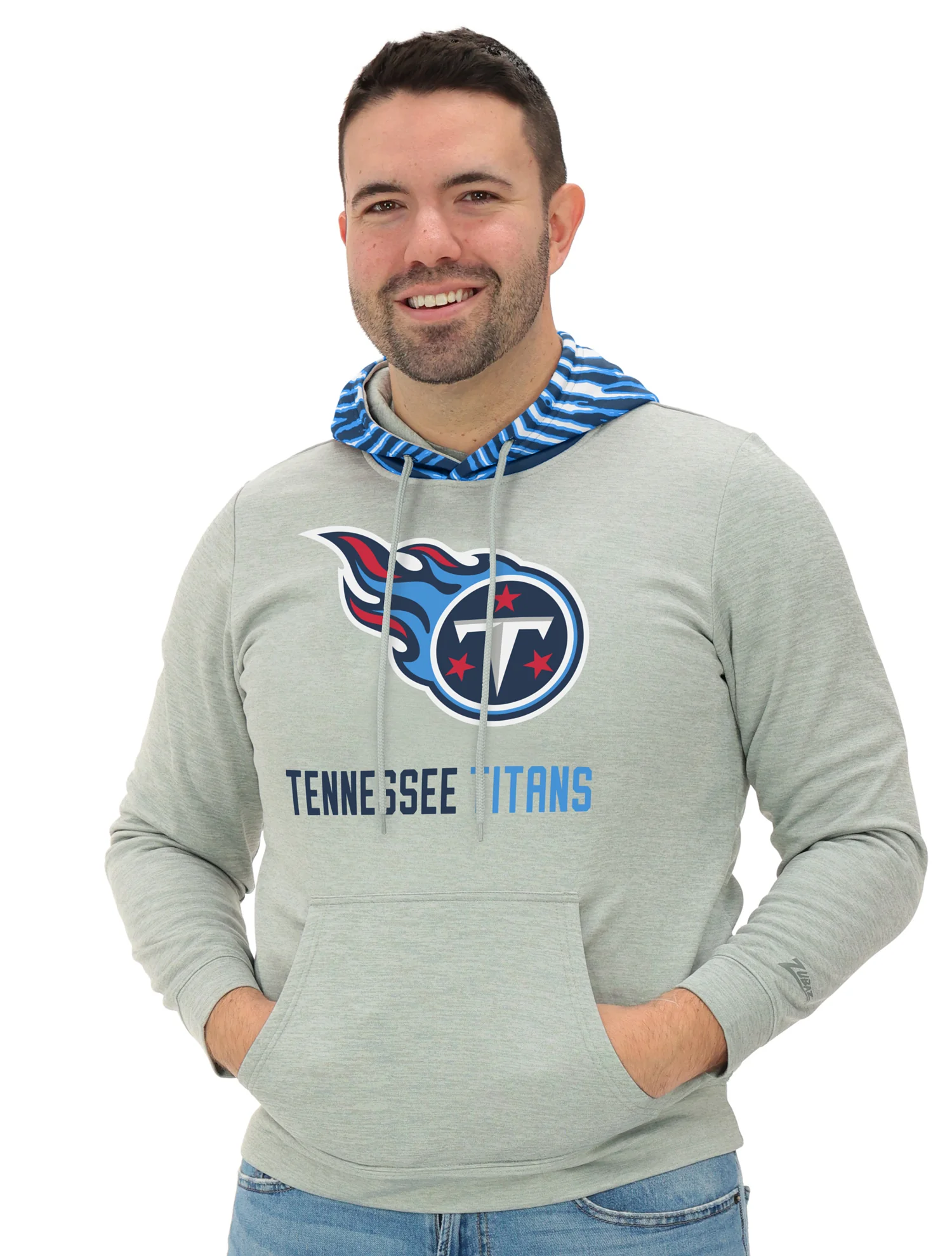 Zubaz NFL Men`s Gray Hoodie with 3C Zebra Hood, TENNESSEE TITANS - Image 21