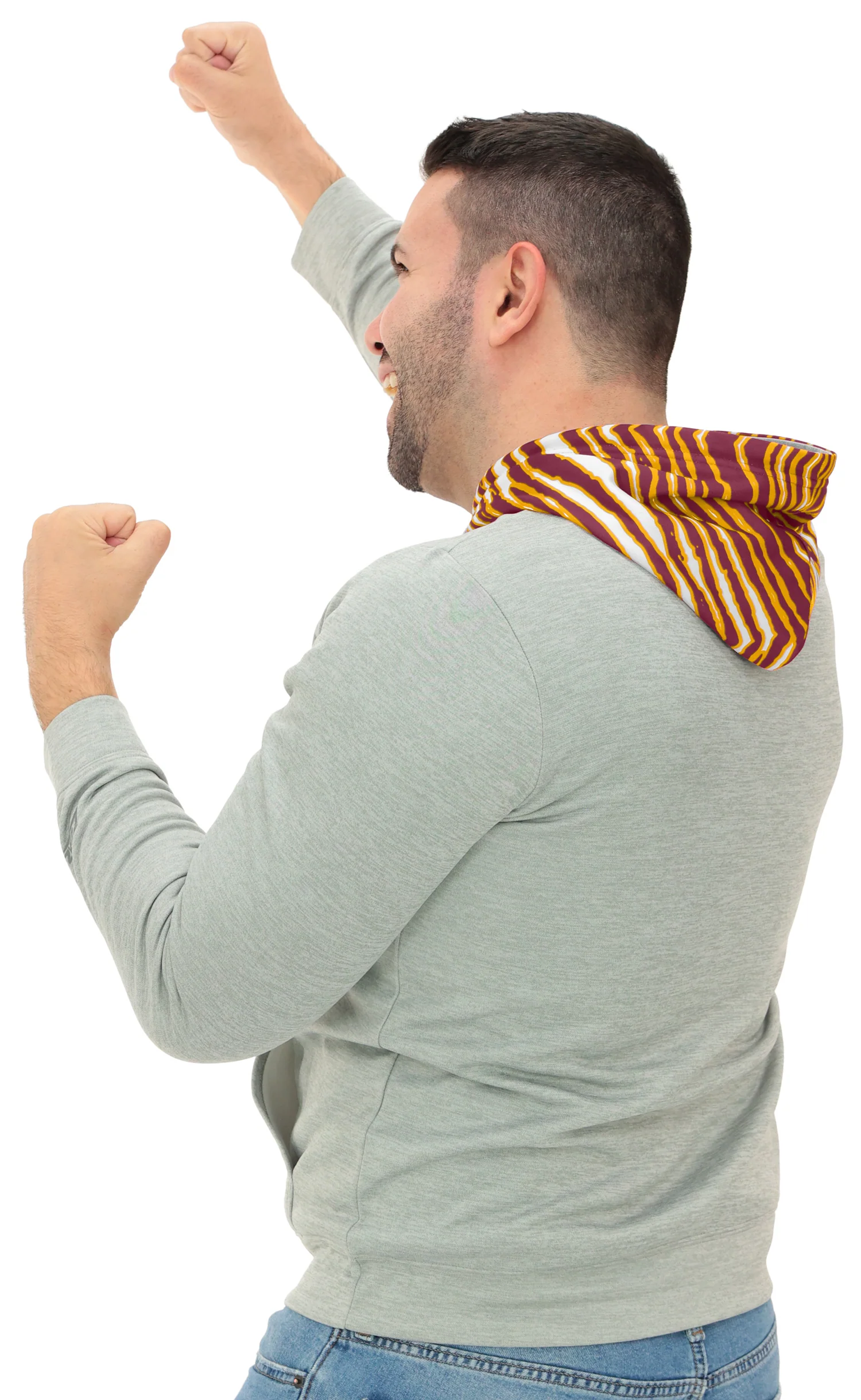 Zubaz NFL Men`s Gray Hoodie with 3C Zebra Hood, WASHINGTON COMMANDERS - Image 2