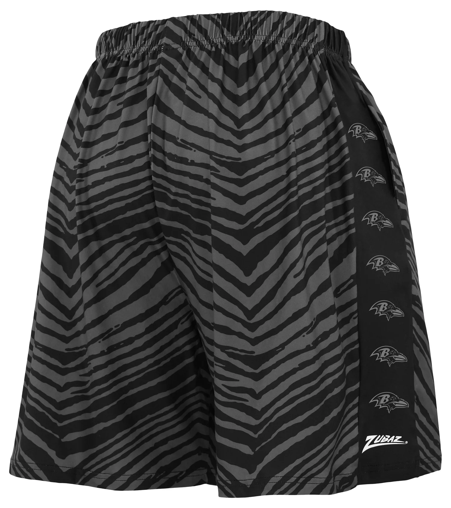 Zubaz NFL Men's 7in Zebra 2 Color Tonal Wordmark Stacked Shorts, Baltimore Ravens - Image 3