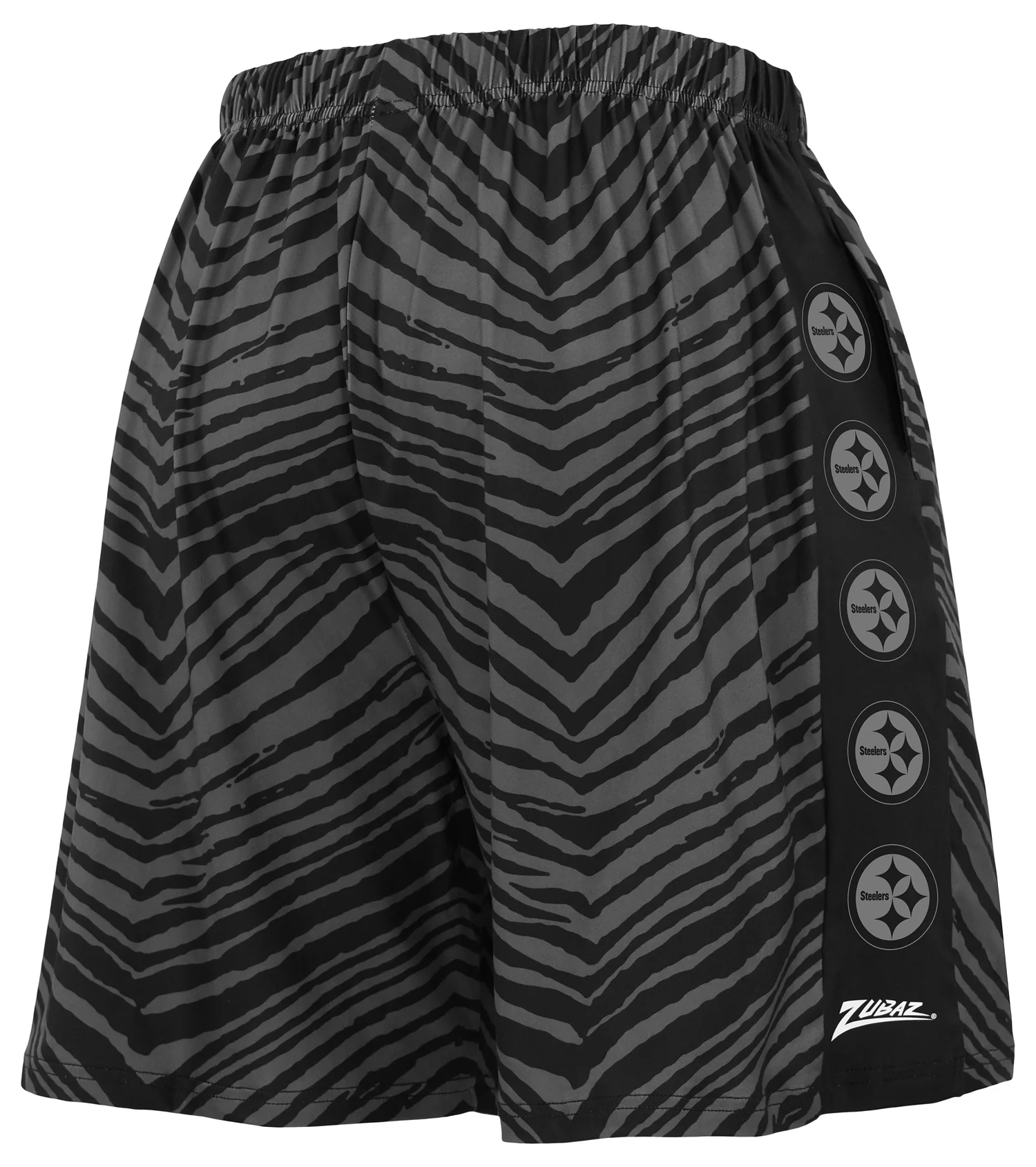 Zubaz NFL Men's 7in Zebra 2 Color Tonal Wordmark Stacked Shorts, Pittsburgh Steelers - Image 3