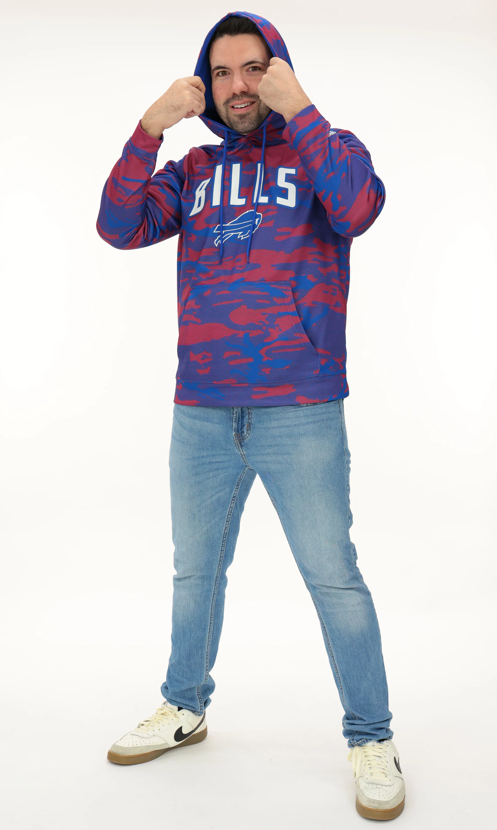 Zubaz NFL Men's Arch All Over Camo Hoodie, BUFFALO BILLS - Image 5