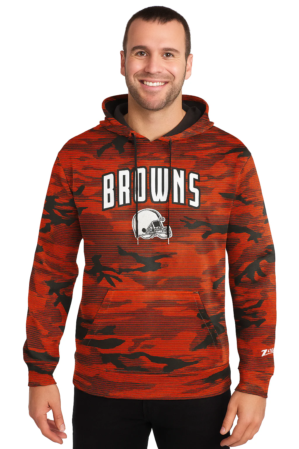 Zubaz NFL Men's Arch All Over Camo Hoodie, CLEVELAND BROWNS - Image 3