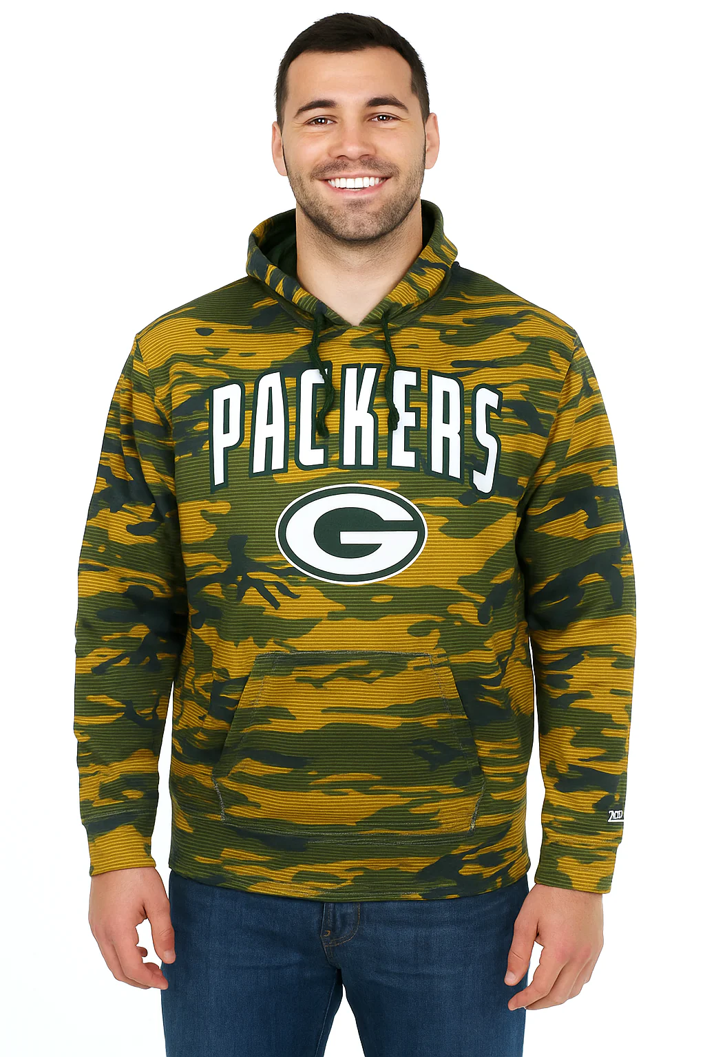 Zubaz NFL Men's Arch All Over Camo Hoodie, GREEN BAY PACKERS - Image 3