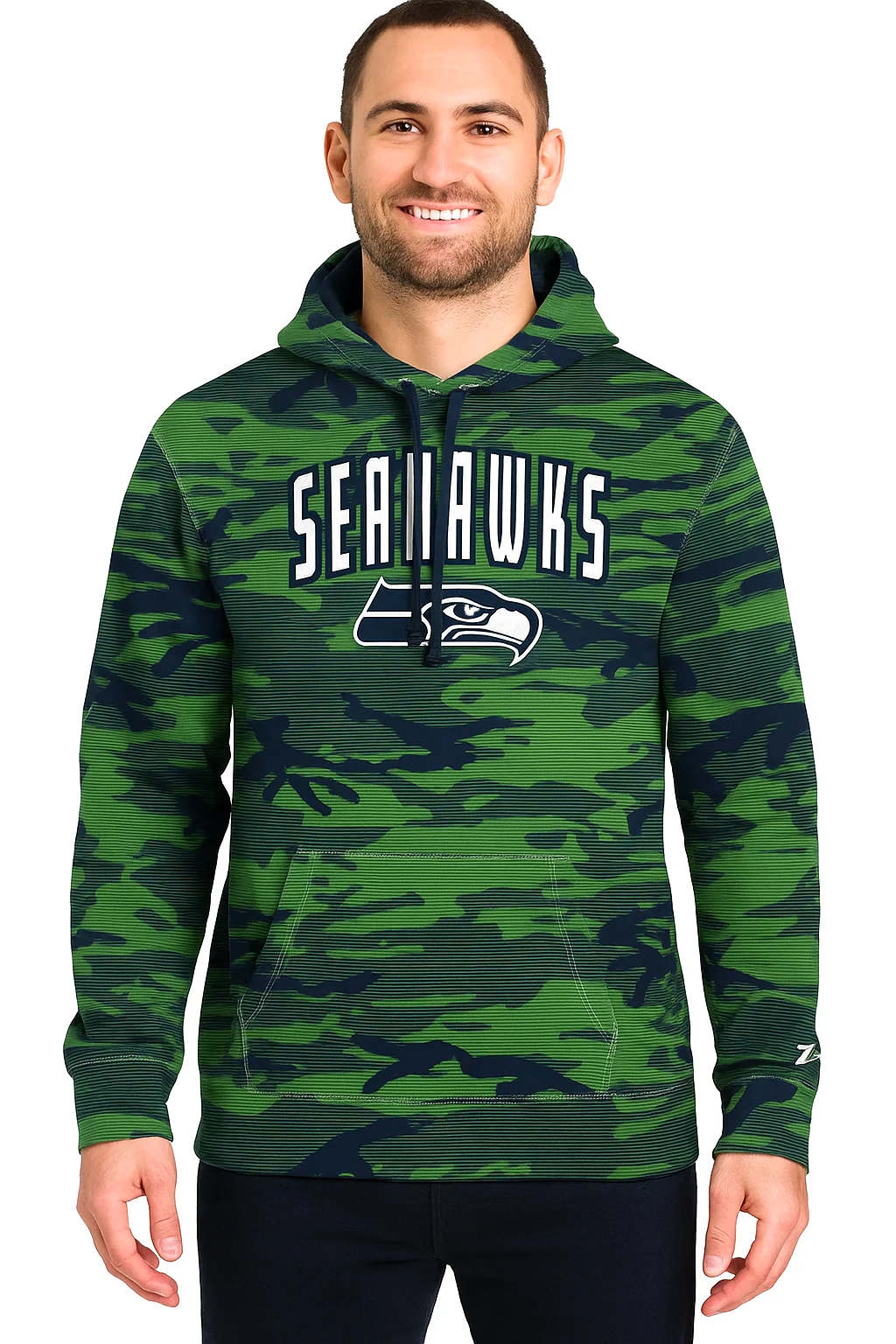 Zubaz NFL   Men's Arch All Over Camo Hoodie, SEATTLE SEAHAWKS - Image 10