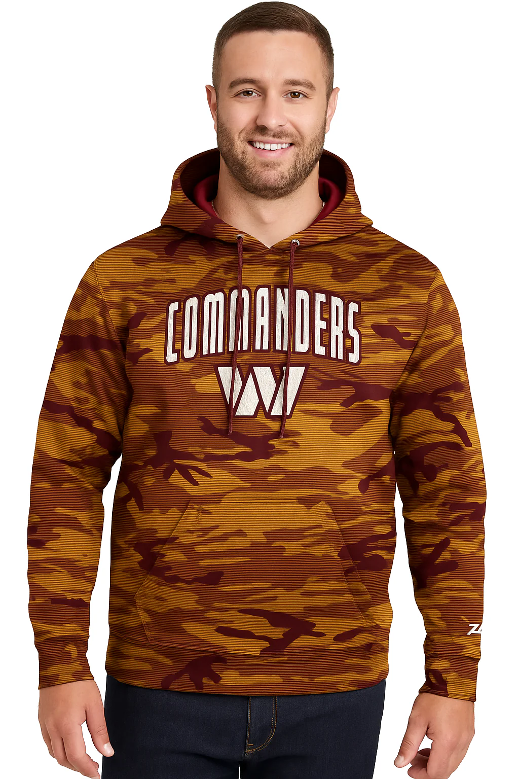 Zubaz NFL   Men's Arch All Over Camo Hoodie, WASHINGTON COMMANDERS - Image 2
