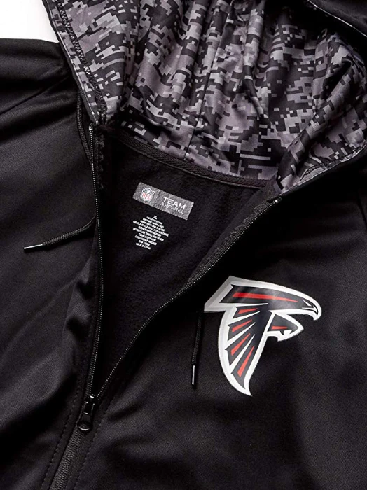 Zubaz NFL Men's Atlanta Falcons Full Zip Digital Camo Hood Hoodie, Black - Image 2