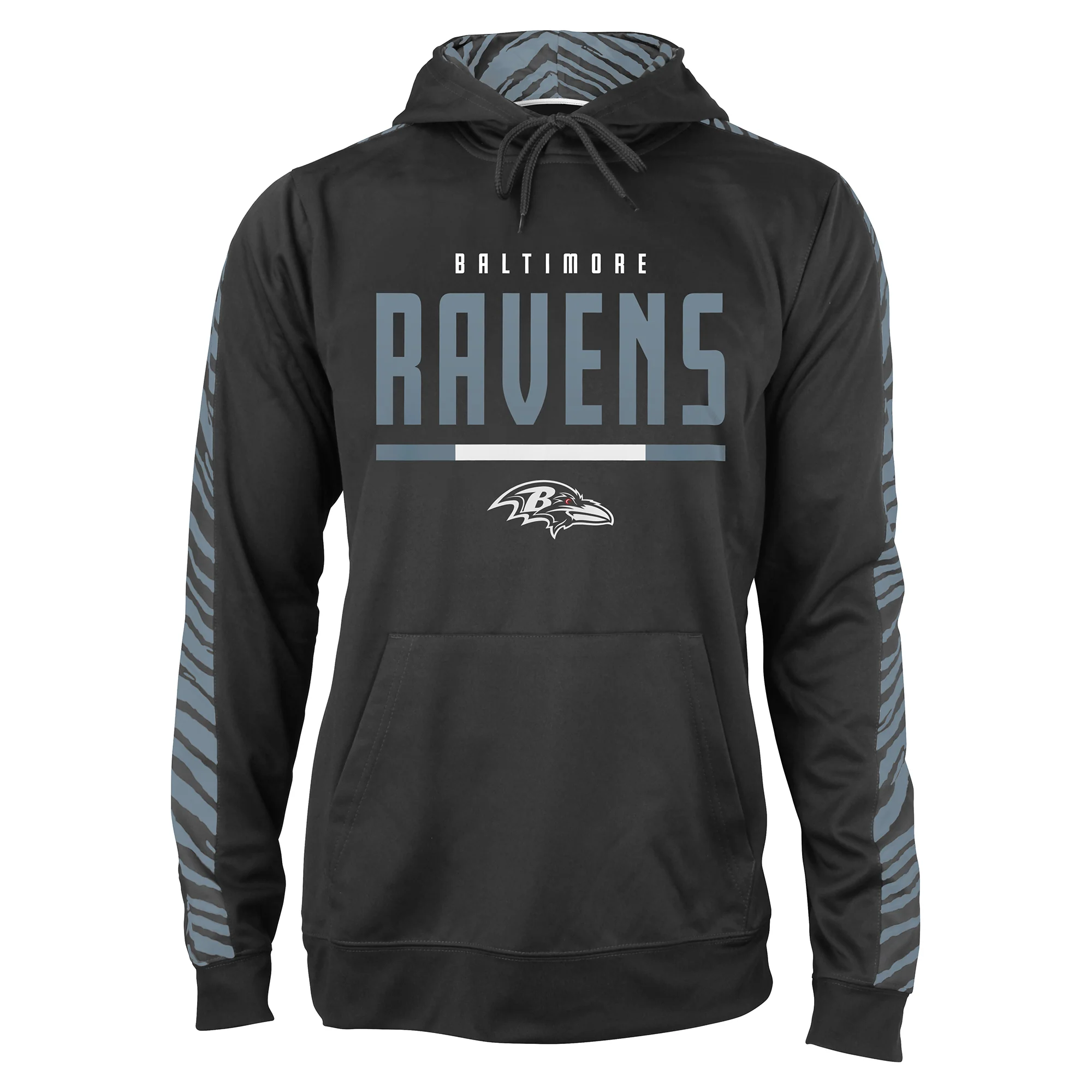 Zubaz NFL Men's Black and Grey Tonal Zebra Hoodie and Sleeve Baltimore Ravens - Image 3