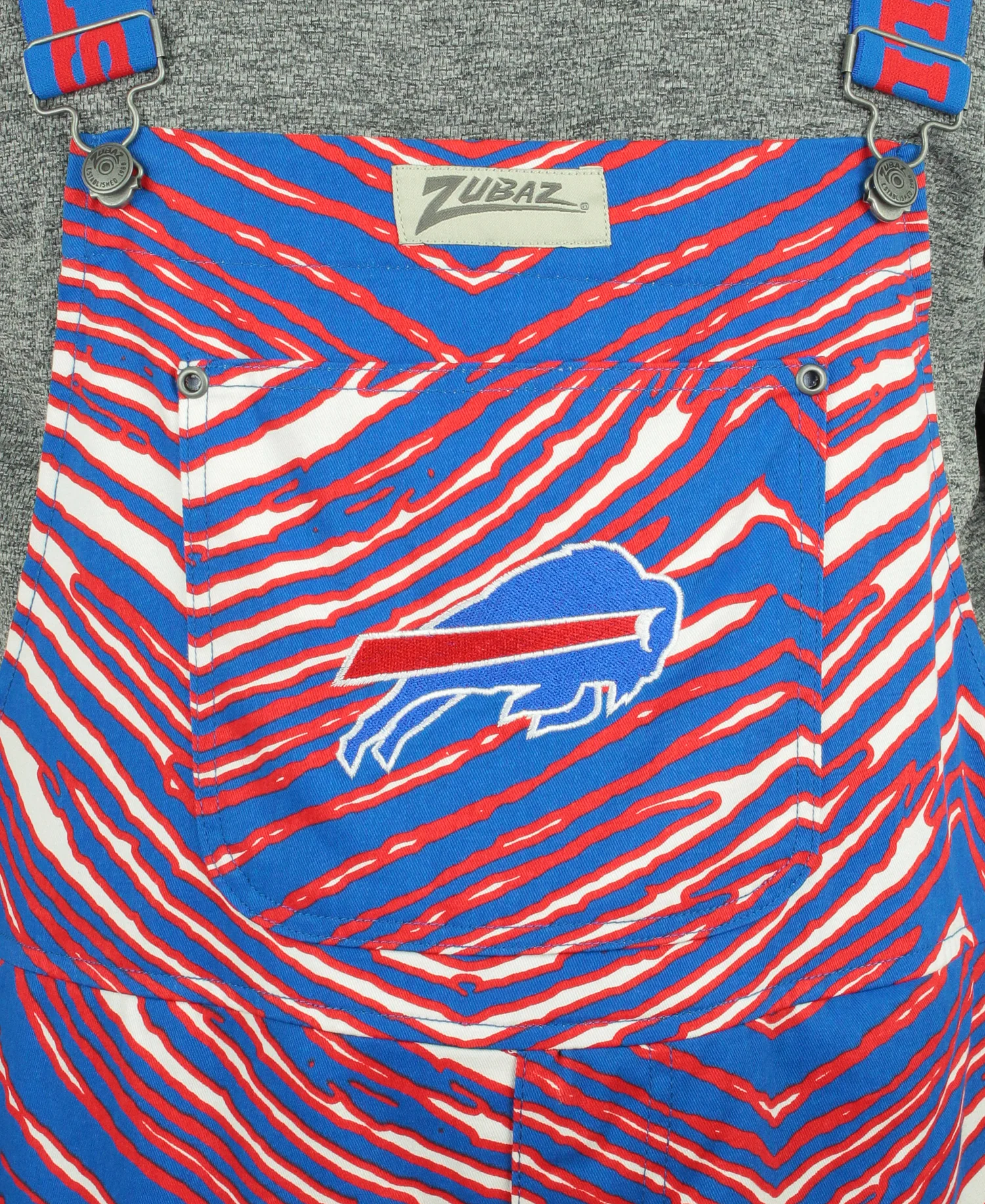 Zubaz NFL Men's Buffalo Bills Zebra Printed Team Bib Overalls - Image 4