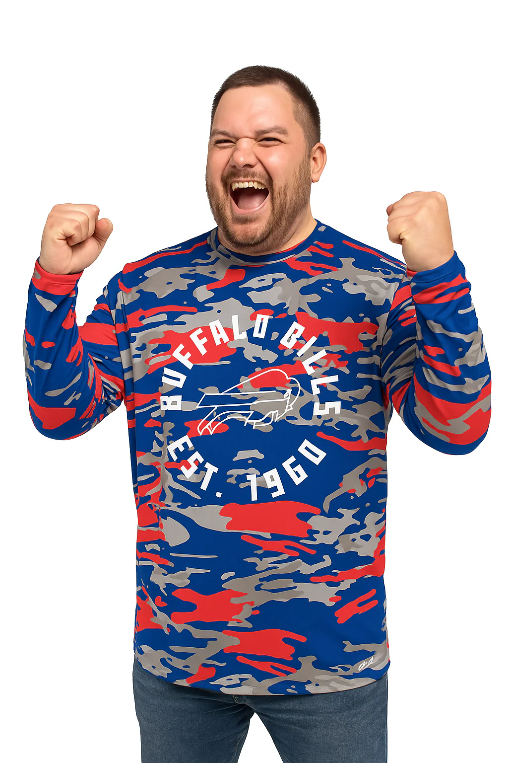 Zubaz NFL Men's Camo Alternate Color with White Circle Logo Long Sleeve T-Shirt, Buffalo Bills - Image 49