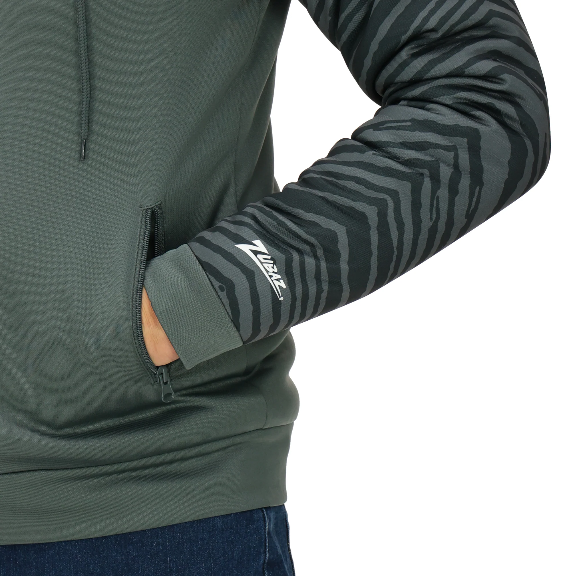 Zubaz NFL Men's Charcoal Tonal Zebra Sherpa Lined Raglan Full Zip Hoodie, LOS ANGELES CHARGERS - Image 15