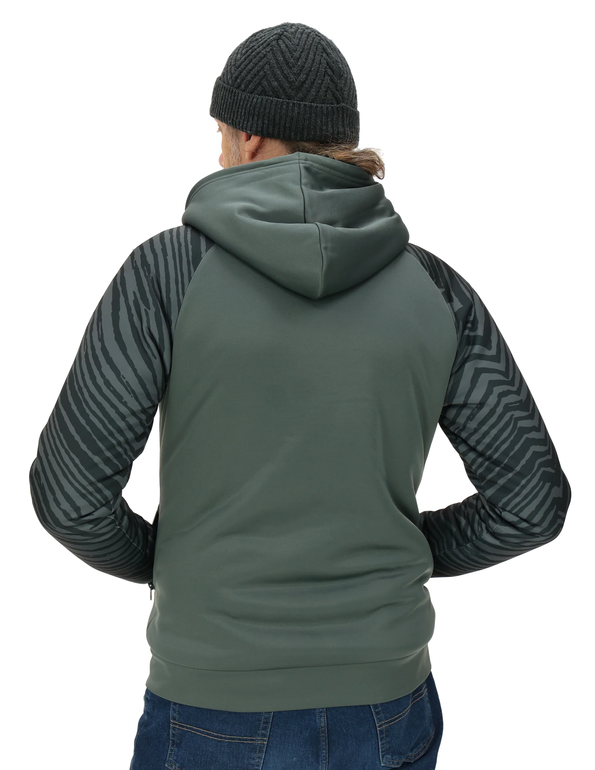 Zubaz NFL Men's Charcoal Tonal Zebra Sherpa Lined Raglan Full Zip Hoodie, LOS ANGELES CHARGERS - Image 16