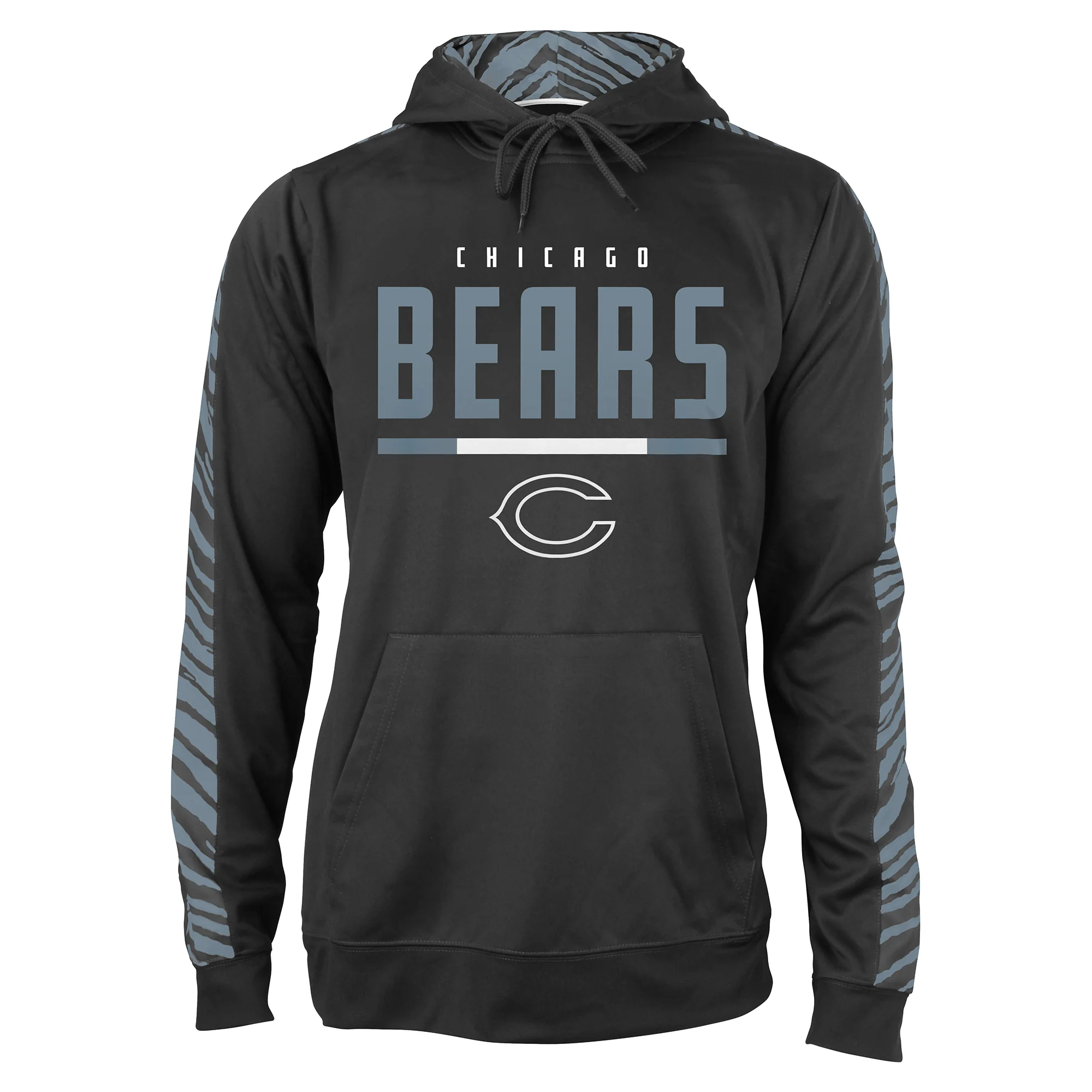 Zubaz NFL Men's Black and Grey Tonal Zebra Hoodie and Sleeve Chicago Bears - Image 2