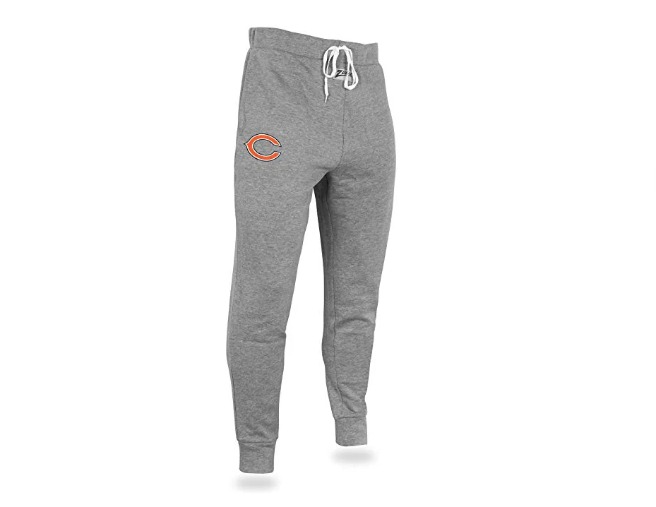 Zubaz NFL Men's Chicago Bears Solid Gray Team Logo Jogger Pants