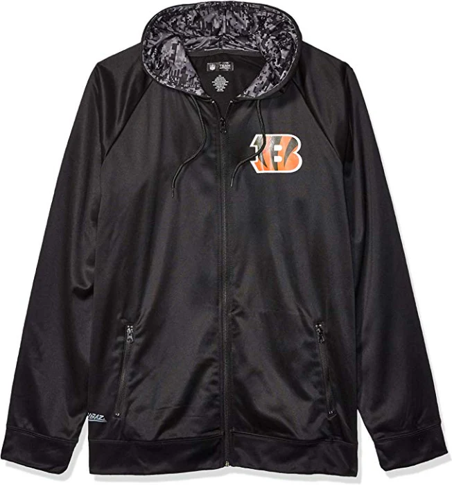 Zubaz NFL Men's Cincinnati Bengals Full Zip Digital Camo Hood Hoodie, Black - Image 5