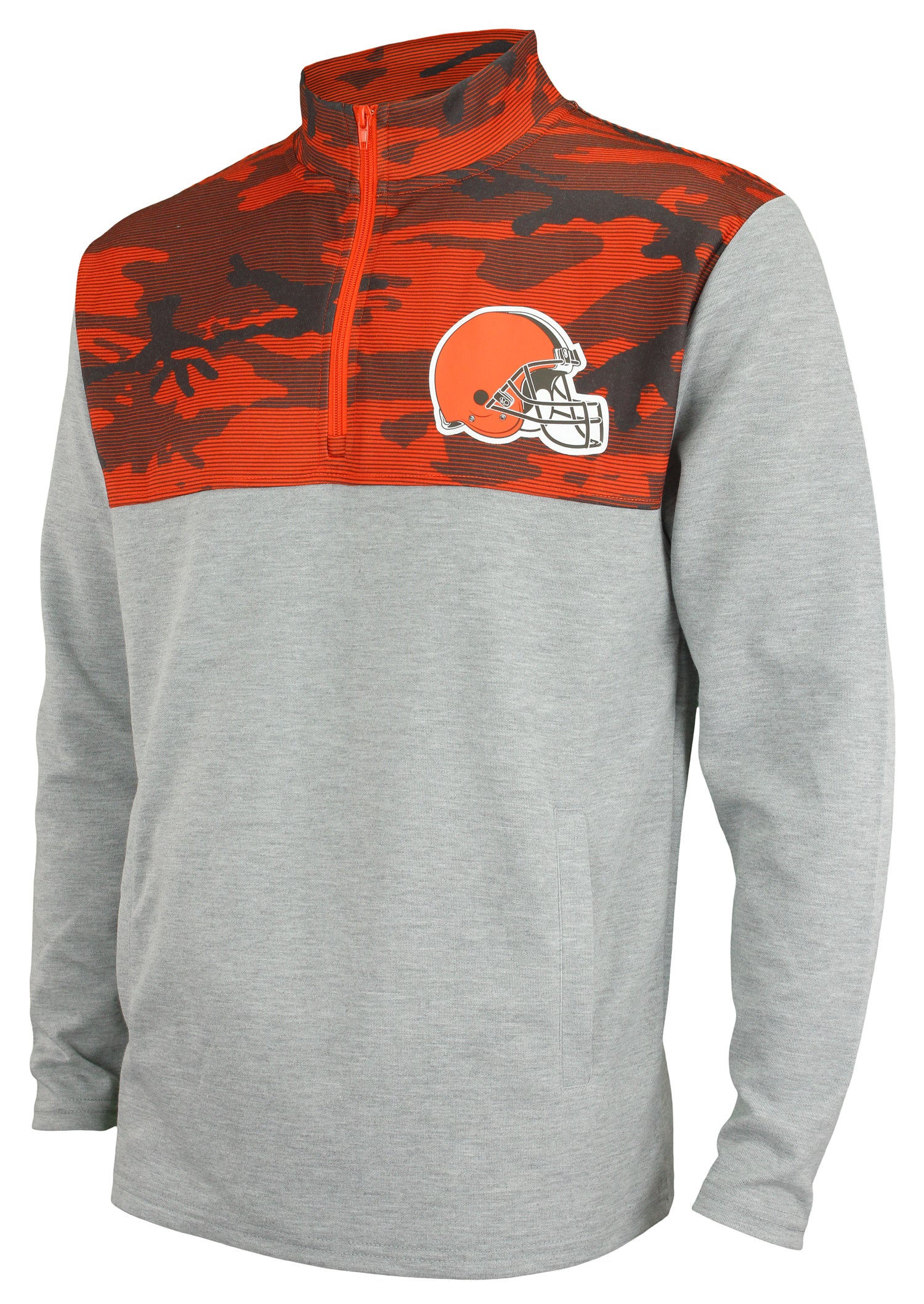 Zubaz NFL Men's Cleveland Browns Elevated 1/4 Zip Fleece Pullover With Camo Lines - Image 5
