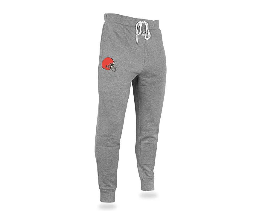 Zubaz NFL Men's Cleveland Browns Solid Gray Team Logo Jogger Pants - Image 5