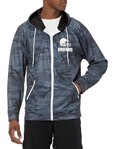Zubaz NFL Men's Cleveland Browns Tonal Black Camo Full Zip Hoodie - Image 5