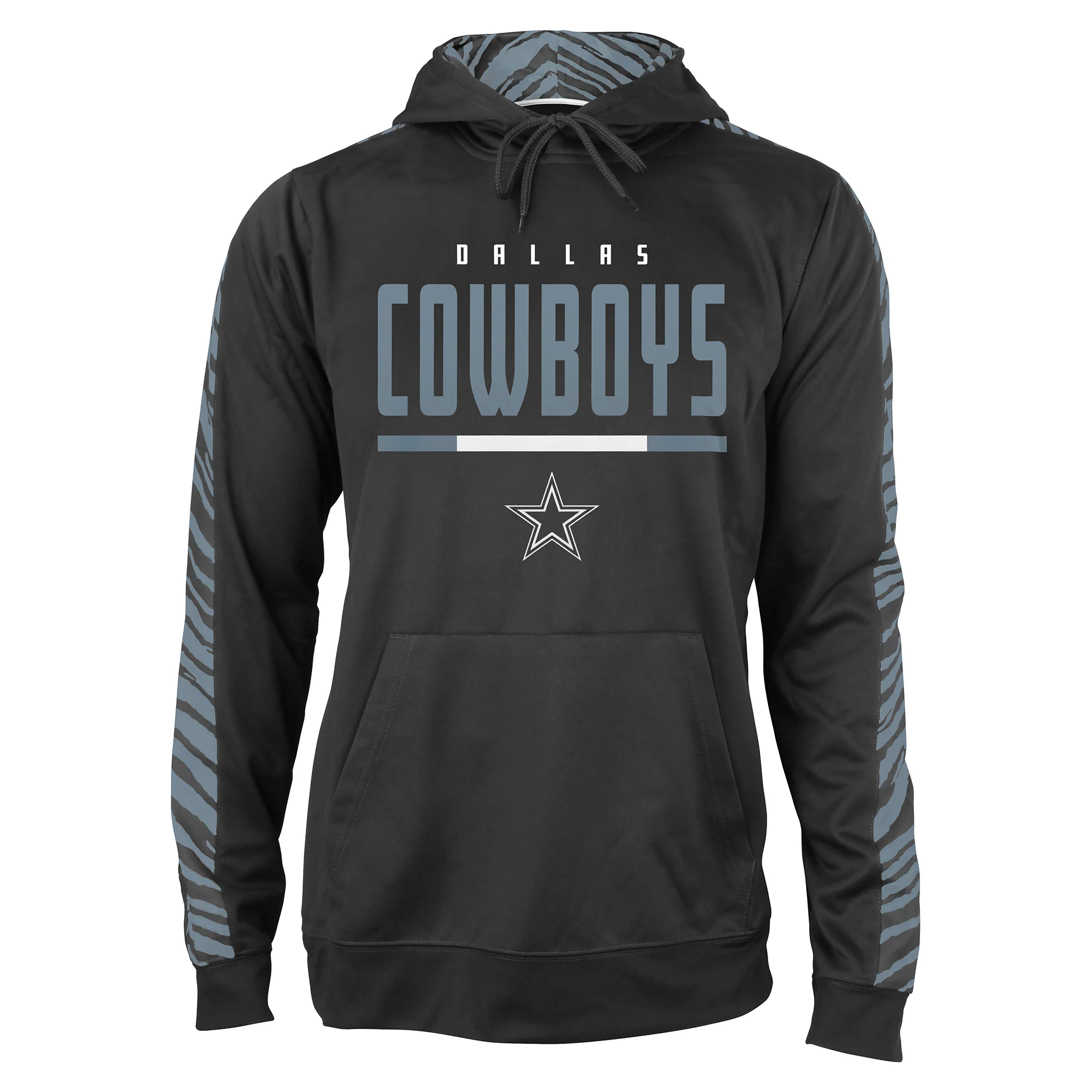 Zubaz NFL Men's Black and Grey Tonal Zebra Hoodie and Sleeve Dallas Cowboys - Image 2