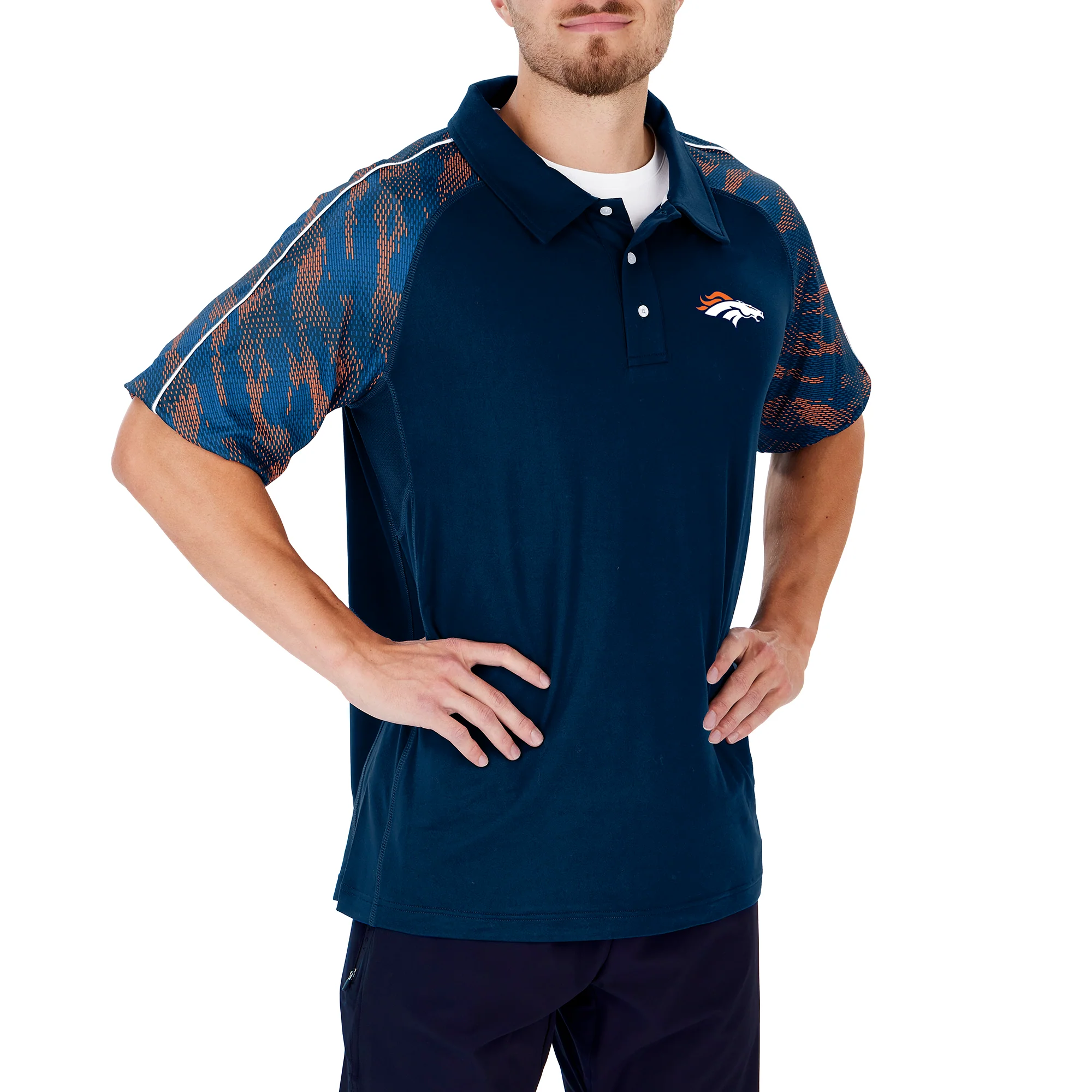 Zubaz NFL Men's Denver Broncos Elevated Field Polo W/ Viper Print Accent - Image 3