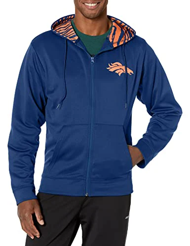 Zubaz NFL Men's Denver Broncos Team Full Zip Up Hoodie With Zebra Accents - Image 3