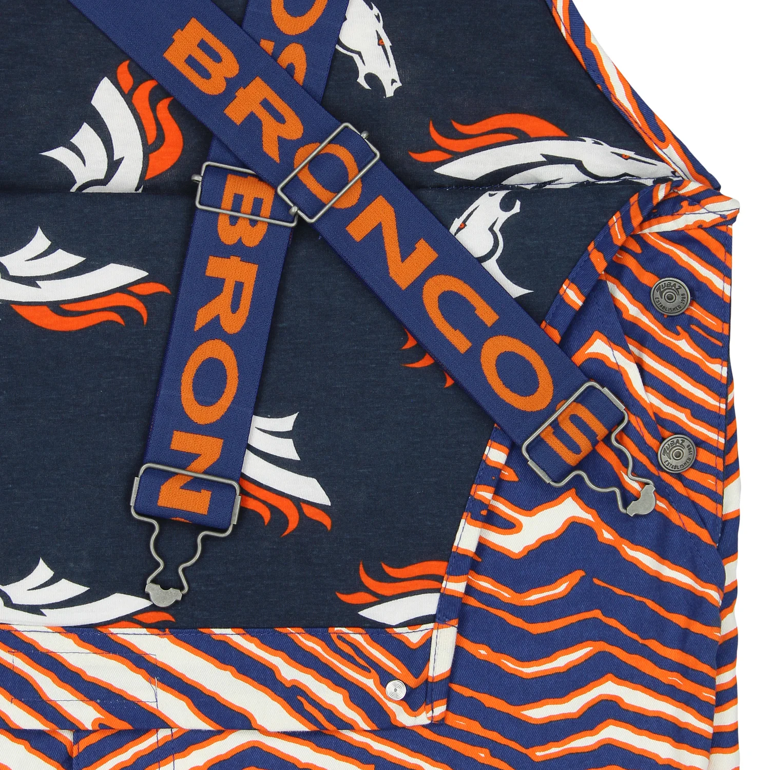 Zubaz NFL Men's Denver Broncos Zebra Printed Team Bib Overalls - Image 5