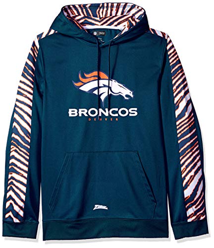 Zubaz NFL Men's Denver Broncos Zebra Pullover Hoodie, Navy - Image 3