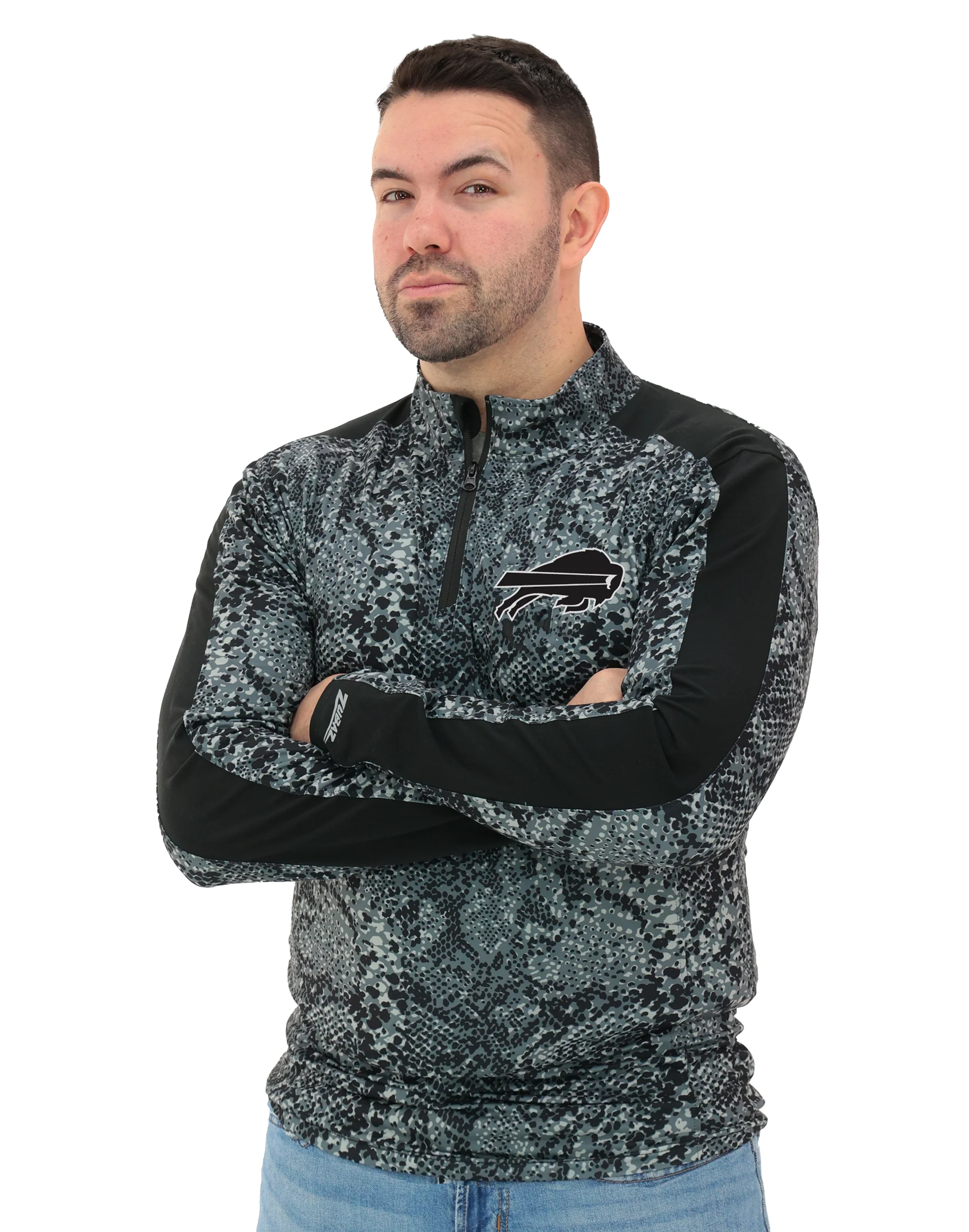 Zubaz NFL   Men's Elevated Tonal Post 1/4 Zip, BUFFALO BILLS - Image 19