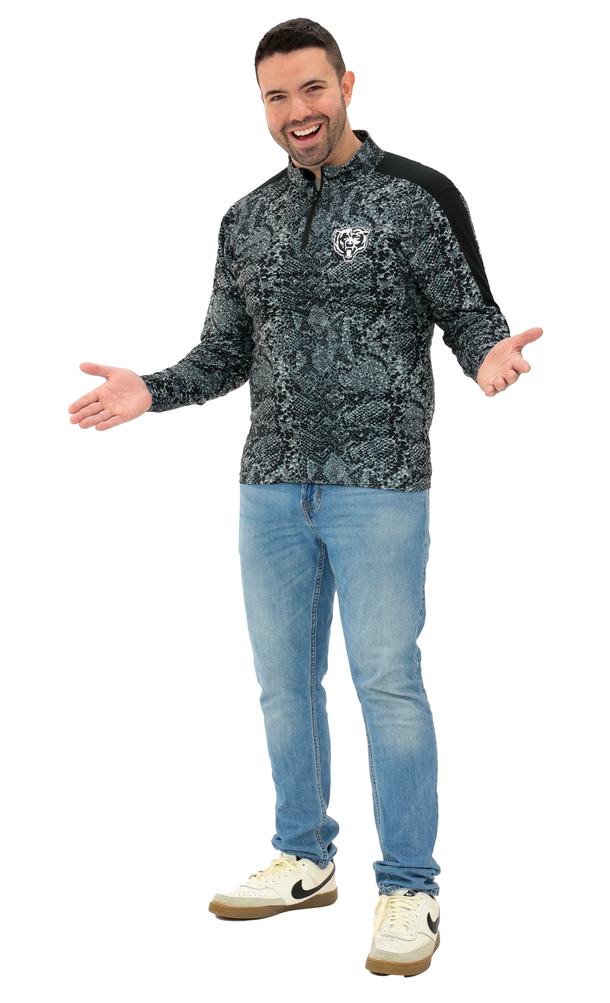 Zubaz NFL   Men's Elevated Tonal Post 1/4 Zip, CHICAGO BEARS - Image 20