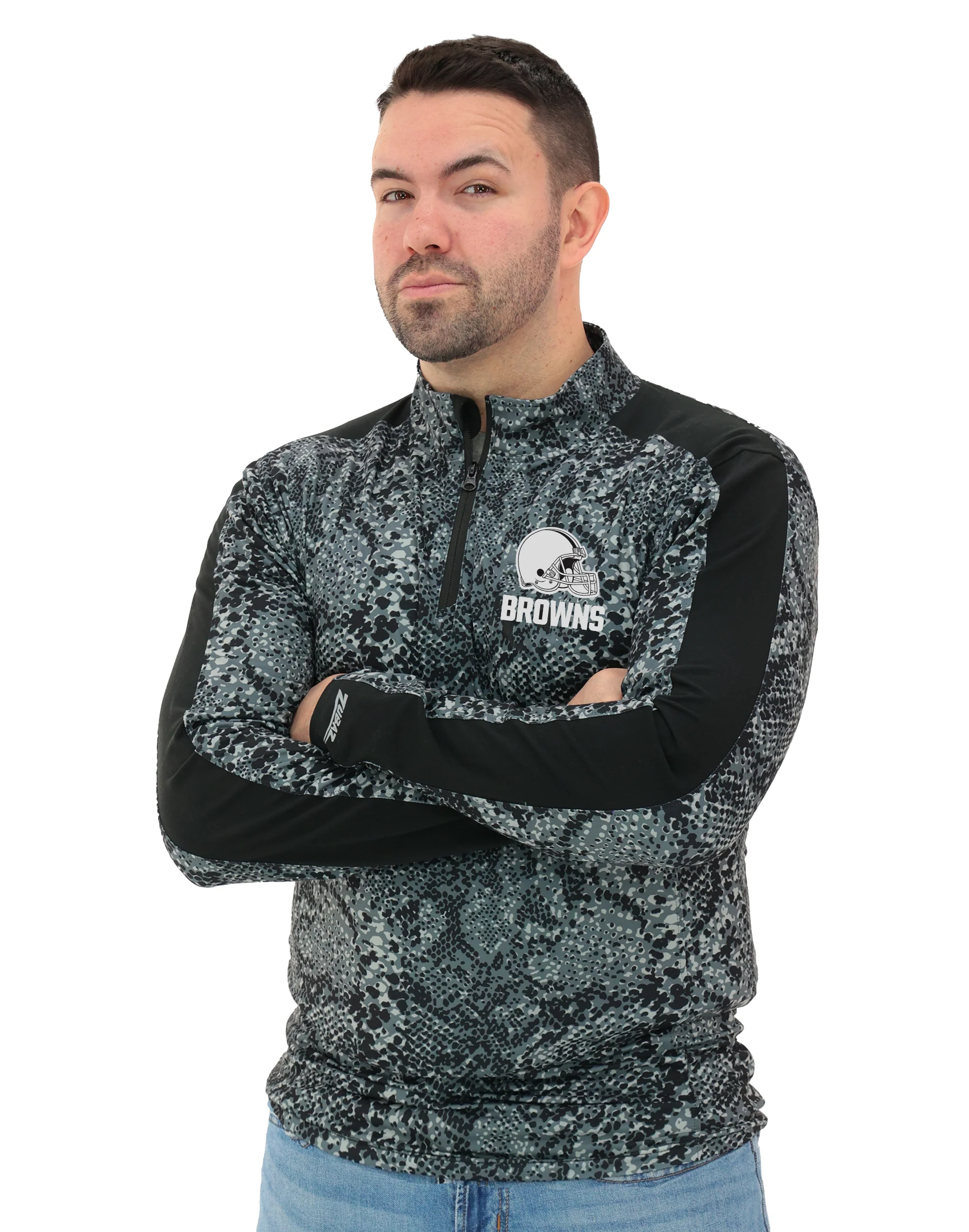 Zubaz NFL   Men's Elevated Tonal Post 1/4 Zip, CLEVELAND BROWNS - Image 31